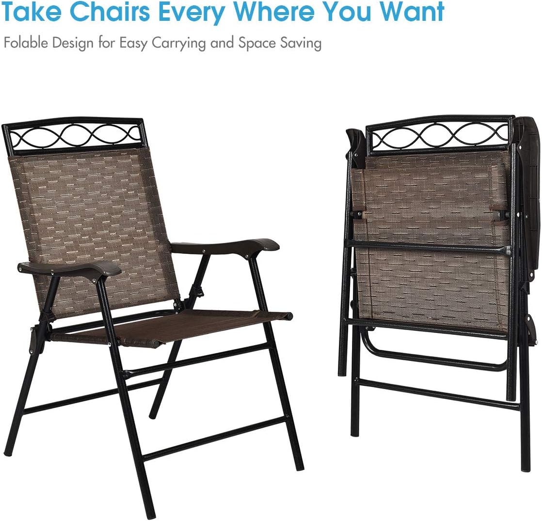 S AFSTAR 3-Piece Bistro Set, Patio Furniture Set for Outdoor Poolside Balcony Garden Yard, 28" H Outdoor Round Table and 2-Pack Folding Chairs