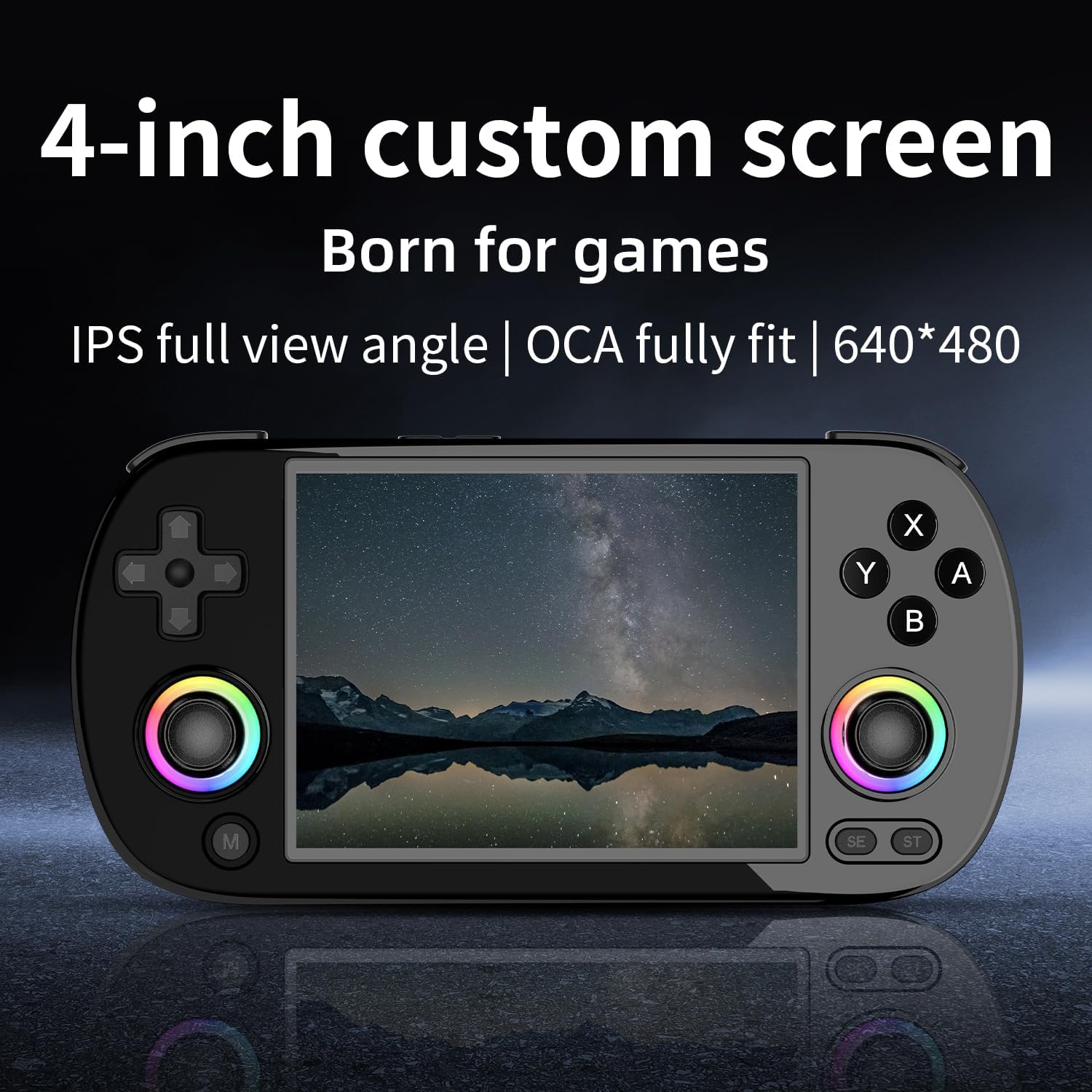 Doriteney RG40XX H Retro Handheld Game Console 4.0-inch IPS Screen Linux System Game Player 64GB Card Preloaded 5000+ Games RGB Lighting 3200mAh Battery RG40XX H-Black