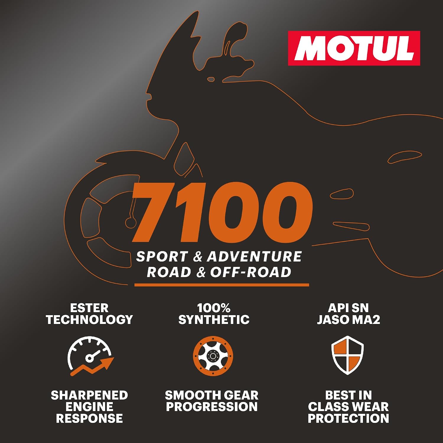 Motul 7100 4T 10W-30 Full Synthetic Motorcycle Oil - Ester Core Technology - API SP JASO MA2 Wet Clutch and DCT Safe - Engine Protection for Honda, Hero, TVS - 4 L