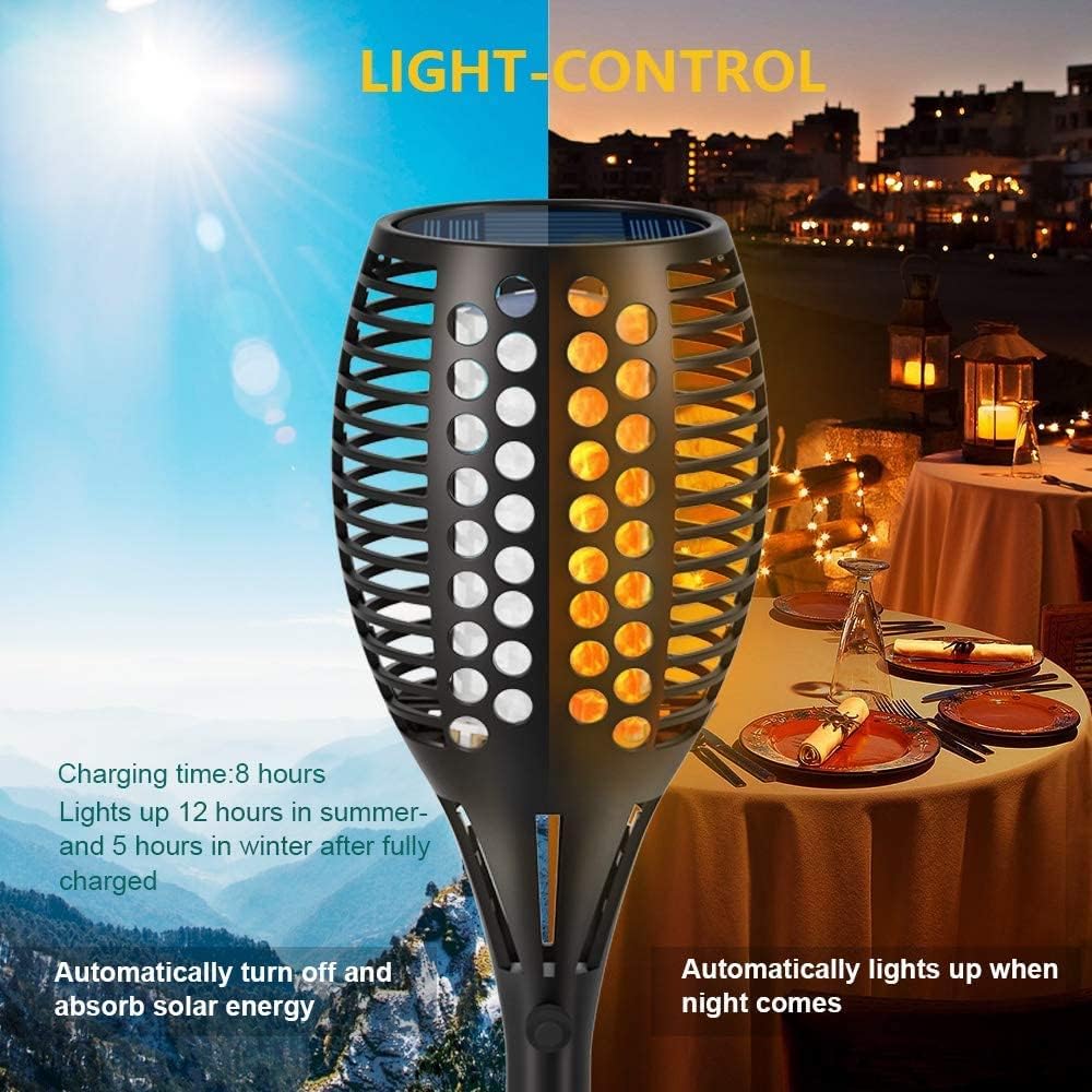Aityvert Flickering Flame Solar Torch Lights Outdoor, 43" Tall, 2 Pack | Realistic 96-LED Flame Effect,Higher & Larger,IP65 Waterproof, Landscape Decoration Auto On/Off for Patio, Garden,Pathway