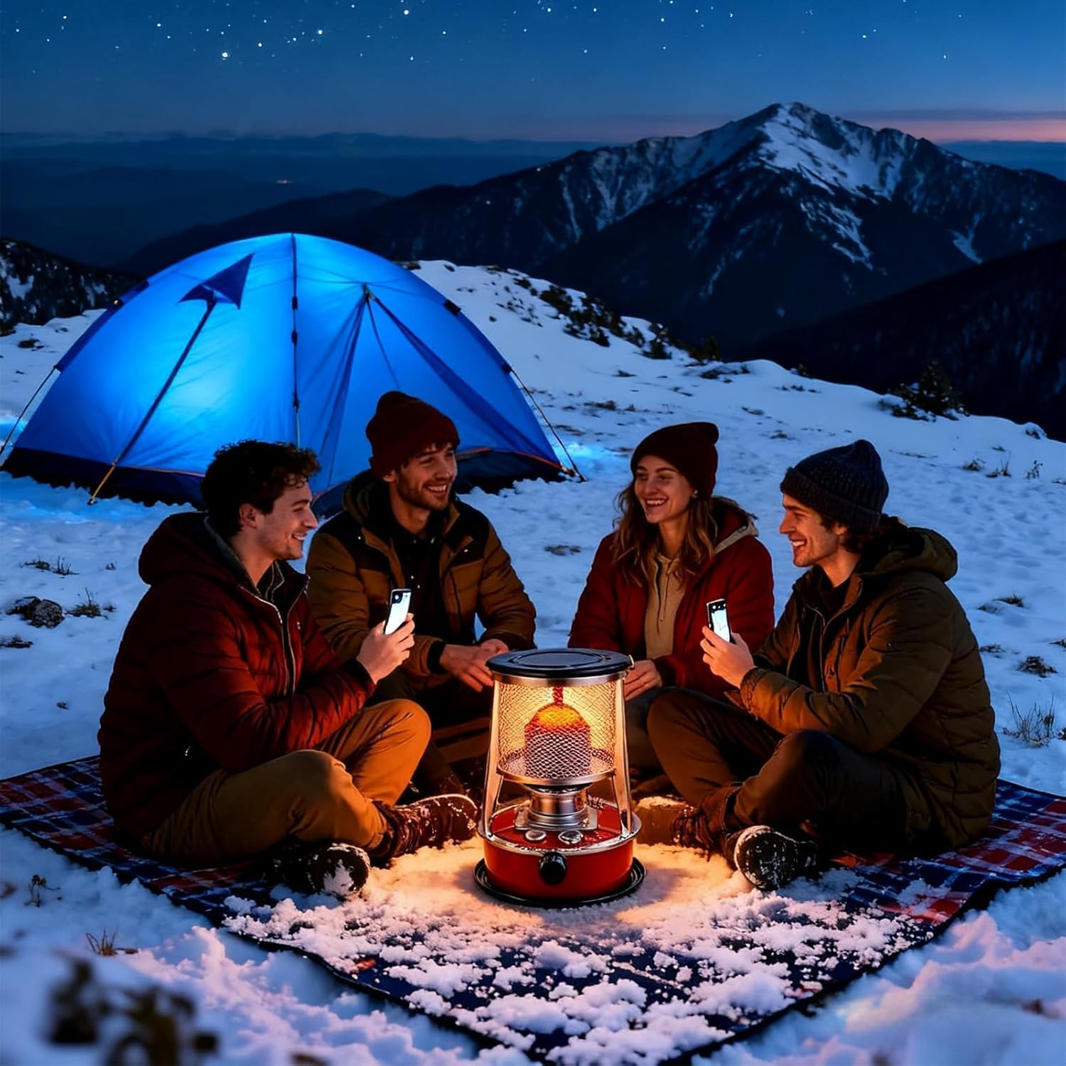 Portable Kerosene Heater and Stove, 2 in 1 Non-Electric Indoor Outdoor Heater for Camping, Home, Garage, Ice Fishing, 36.5cm Height with Carrying Bag and Accessories (Green)