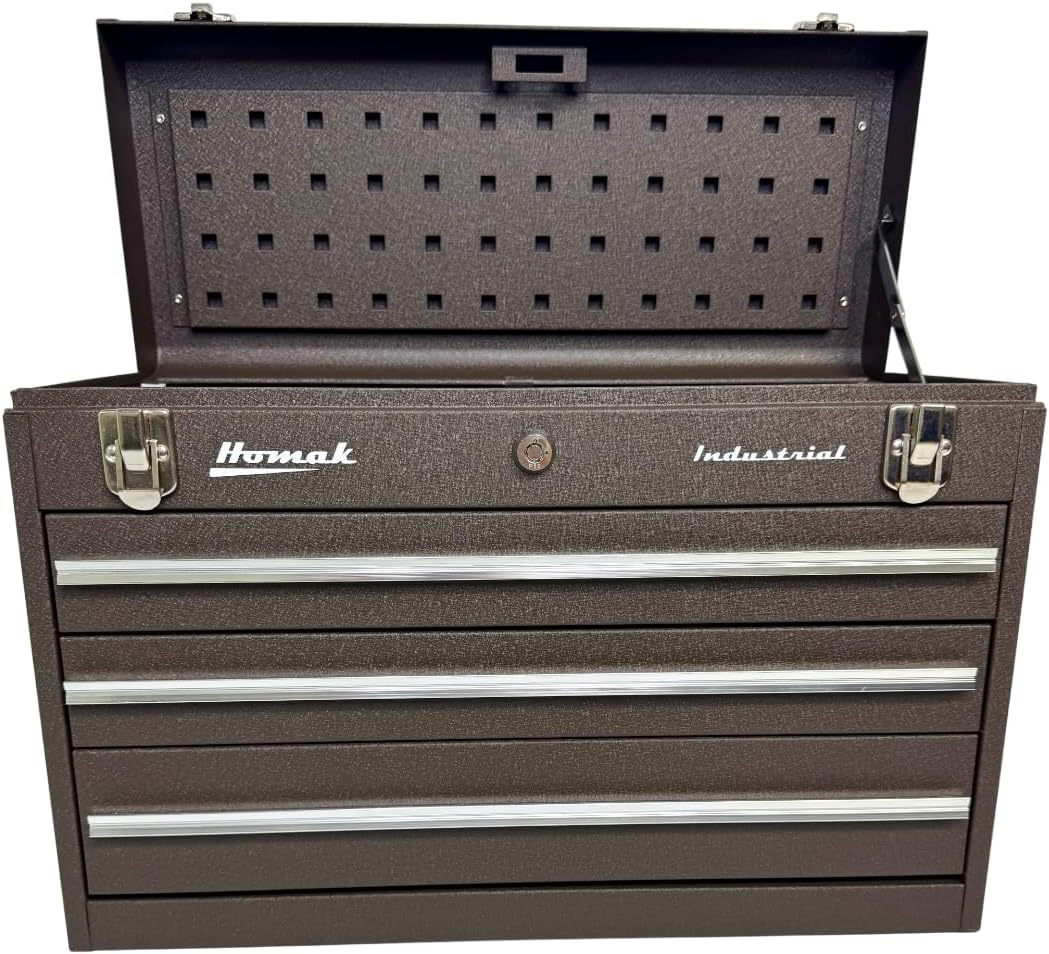 Homak Industrial 20-Inch 2-Drawer Friction Toolbox, Brown Winkle Powder Coat, BW00202200