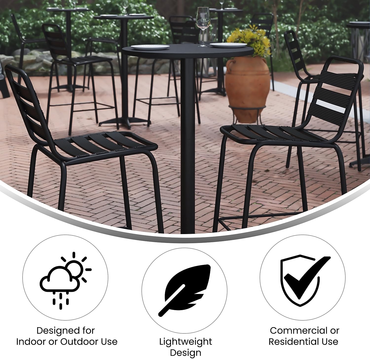 Flash Furniture 23.25" Round Aluminum Indoor/Outdoor Bar Height Table with Flip-Up Top, Heavy-Duty Aluminum Flip-Up Top Cocktail Table, Silver