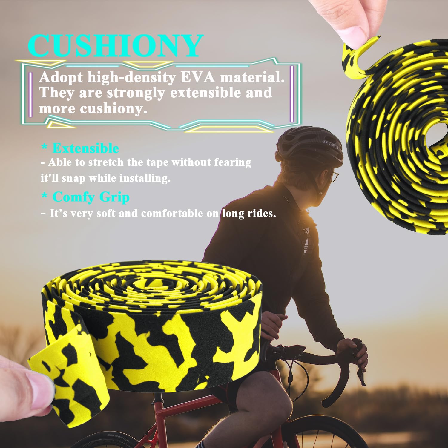 KINGOU White & Blue Camouflage EVA Road Bike Handlebar Tape Cycling Bar Tapes - 2PCS Per Set