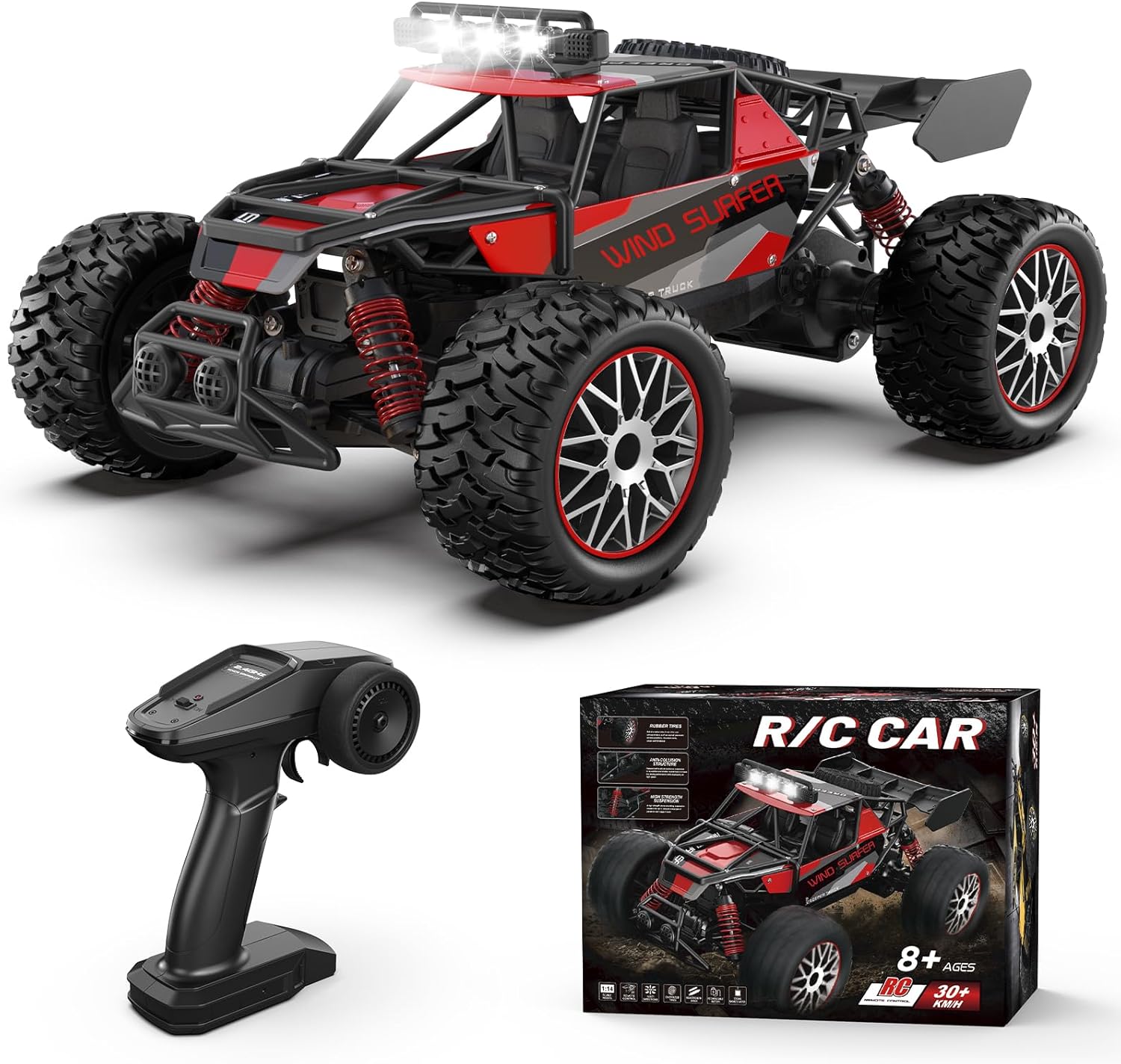 High Speed 30+KM/H Remote Control Car, 1:14 RC Cars for Boys Age 8-12, 2.4 GHz All Terrain RC Truck