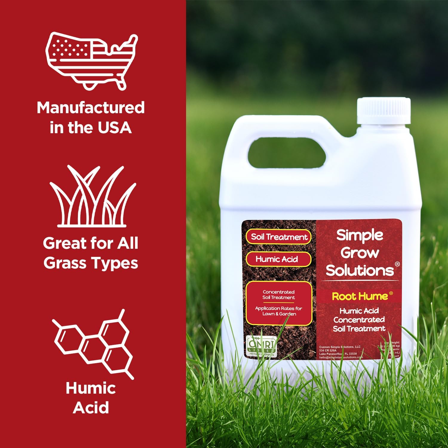 Raw Organic Soil Conditioner- Root Hume- Simple Grow Solutions- Natural Plant & Lawn Treatment- Nutrient Food Enhancer- Concentrated Liquid Humic - Grass, Tomatoes, Citrus, Flowers, Vegetables