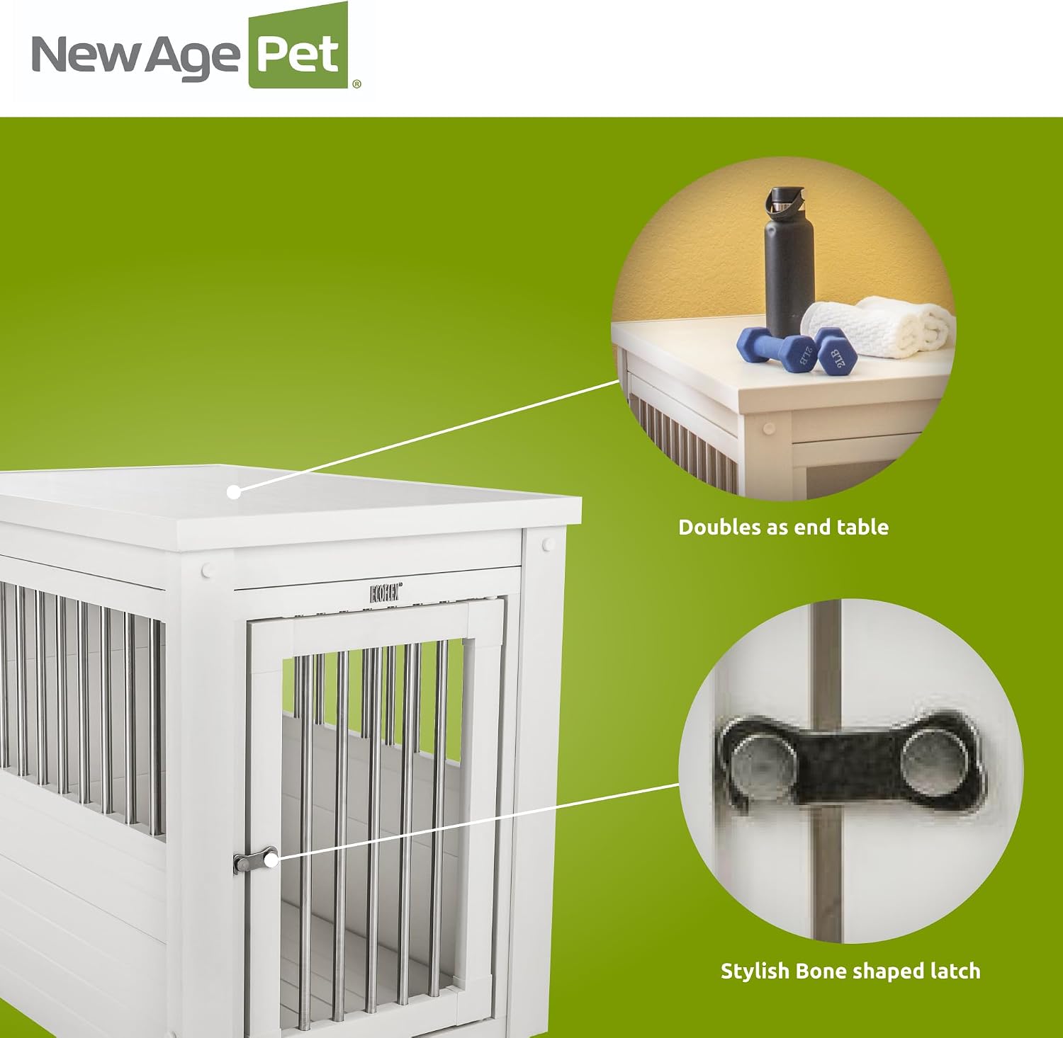New Age Pet ecoFLEX Pet Crate/End Table, Small, Grey, Model:EHHC405S