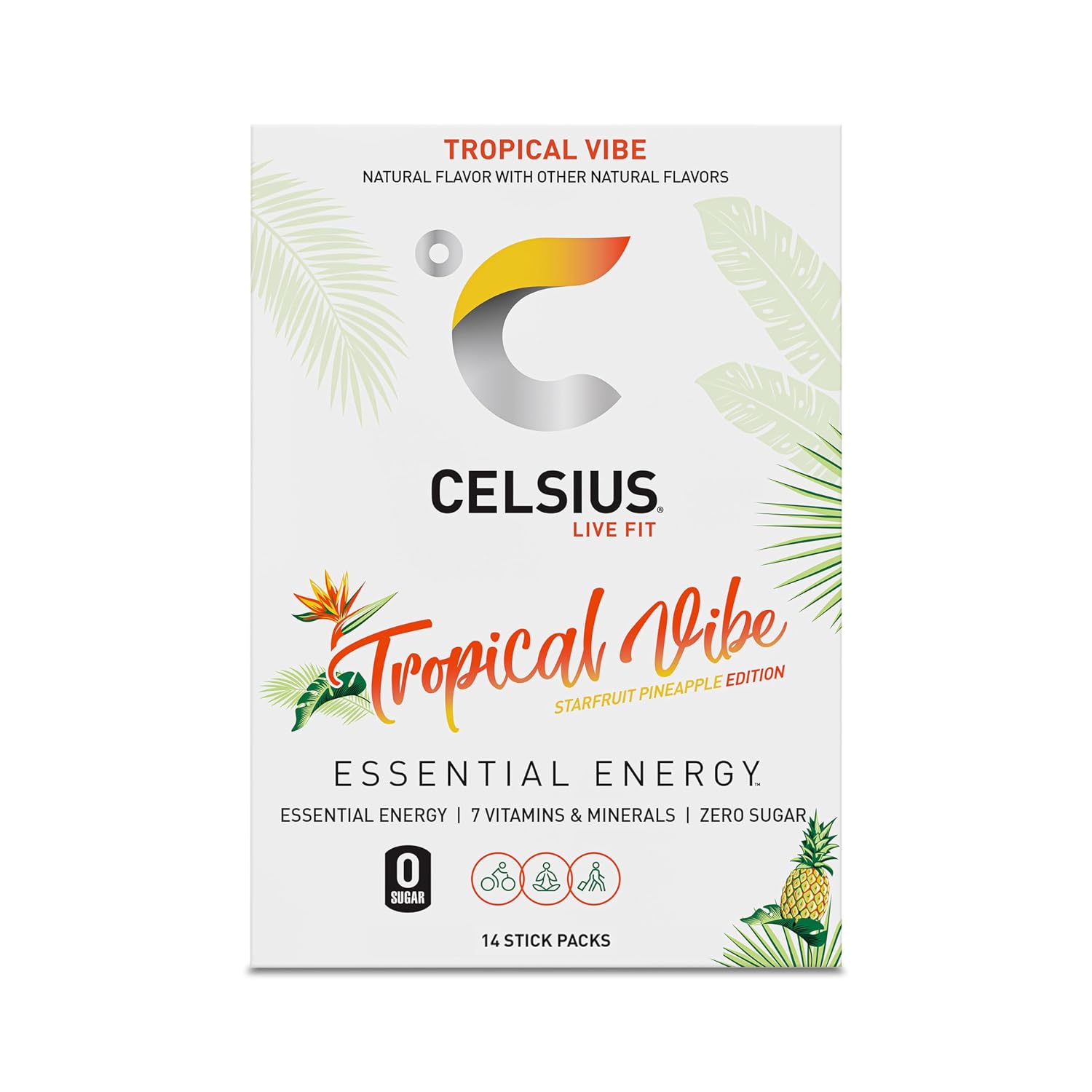 CELSIUS On-The-Go Powder Stick Packs, Zero Sugar (14 Sticks per Pack)