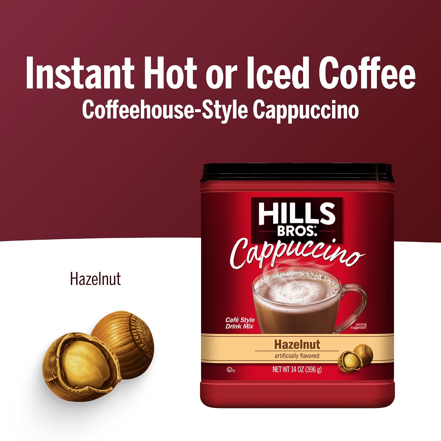 Hills Bros. Cappuccino Mix – Rich, Frothy Coffeehouse-Tasting Instant Drink Mix – Quick and Easy Preparation – Perfect for Hot & Iced Drinks & Creaming Coffee – Double Mocha, 1 Pack of 16oz