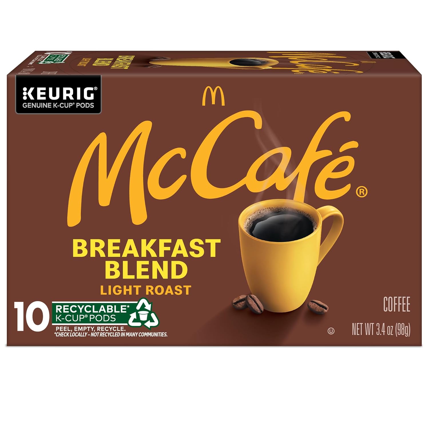 McCafe Breakfast Blend Coffee, Keurig Single Serve Keurig K-Cup Pods, Light Roast, 96 Count (4 Packs of 24)