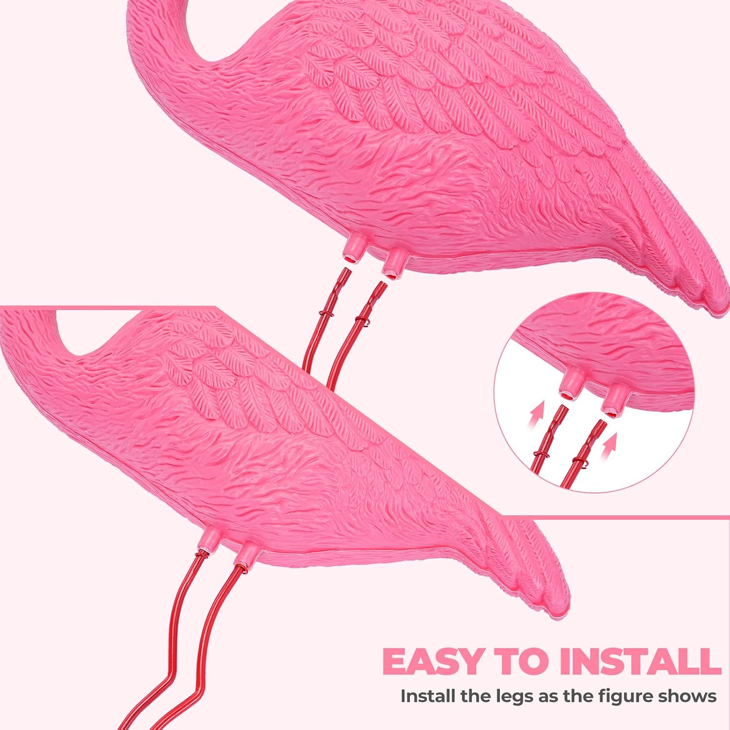 Ohuhu Family Flamingo Yard Ornaments, Set of 3 (32", 31", 19"), Pink | Metal Feet Stakes Bright Pink Flamingos Family, Garden Yard Patio Decoration