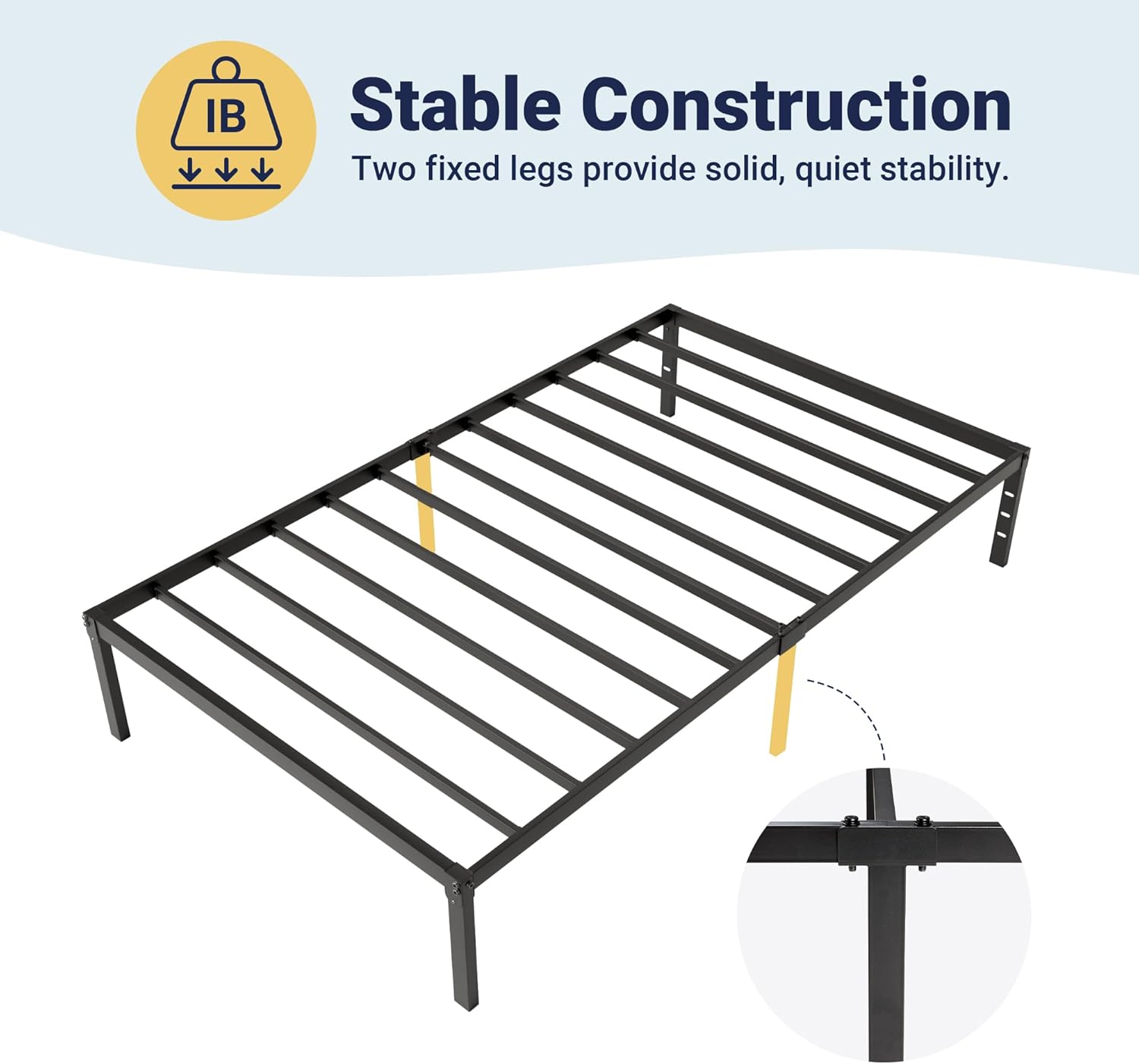 Allewie Full Size Bed Frame, 14 inch Metal Platform Beds with Storage Space, No Box Spring Needed and Easy Assembly, White