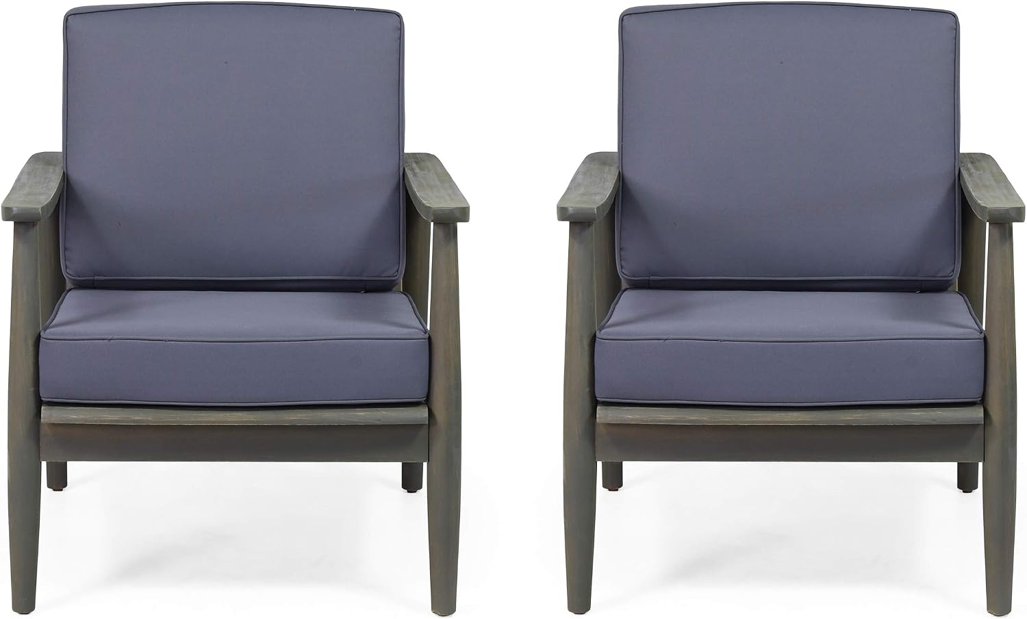Christopher Knight Home Willowbrook Outdoor Club Chair with Cushion - Acacia Wood - Black (Set of 2)
