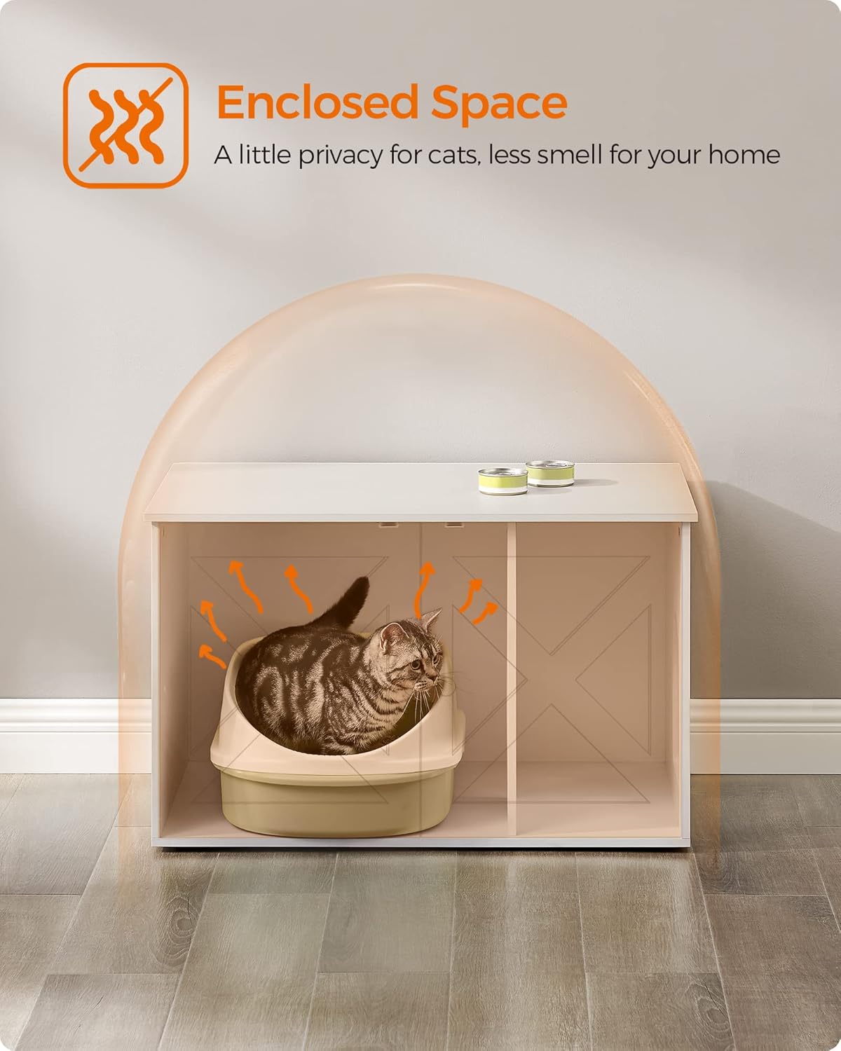 Feandrea Cat Litter Box Enclosure, End Table, 31.5 x 20.9 x 19.7 Inches