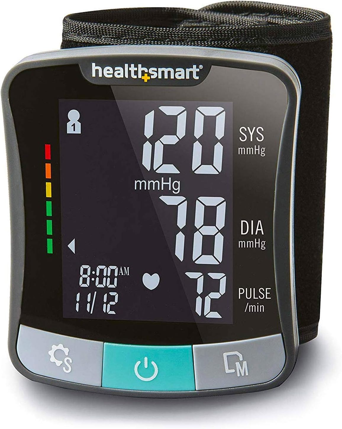 HealthSmart Digital Premium Wrist Blood Pressure Monitor with Cuff That Measures Pulse Heartbeat and High or Low BP