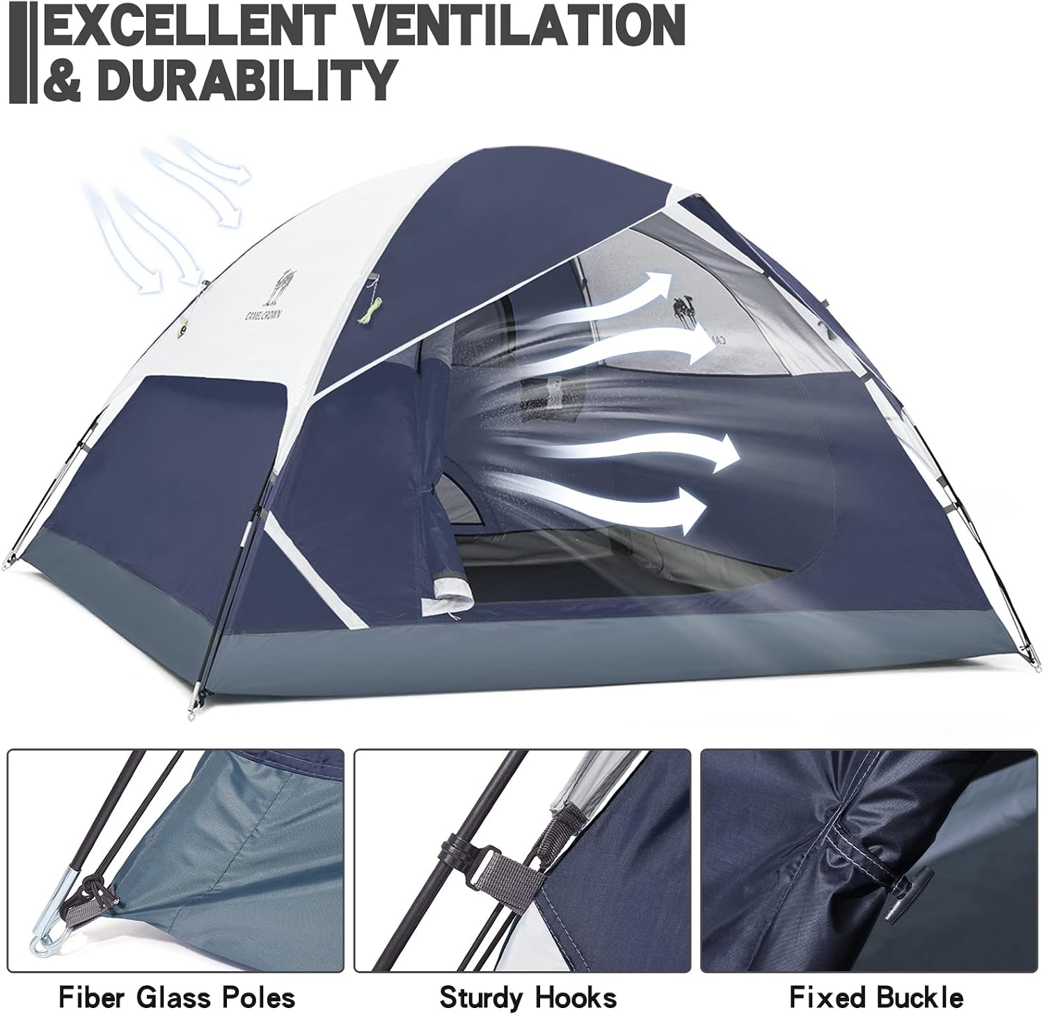 CAMEL CROWN Tents for Camping 2/3/4/5 Person Camping Dome Tent, Waterproof,Spacious, Lightweight Portable Backpacking Tent for Outdoor Camping/Hiking