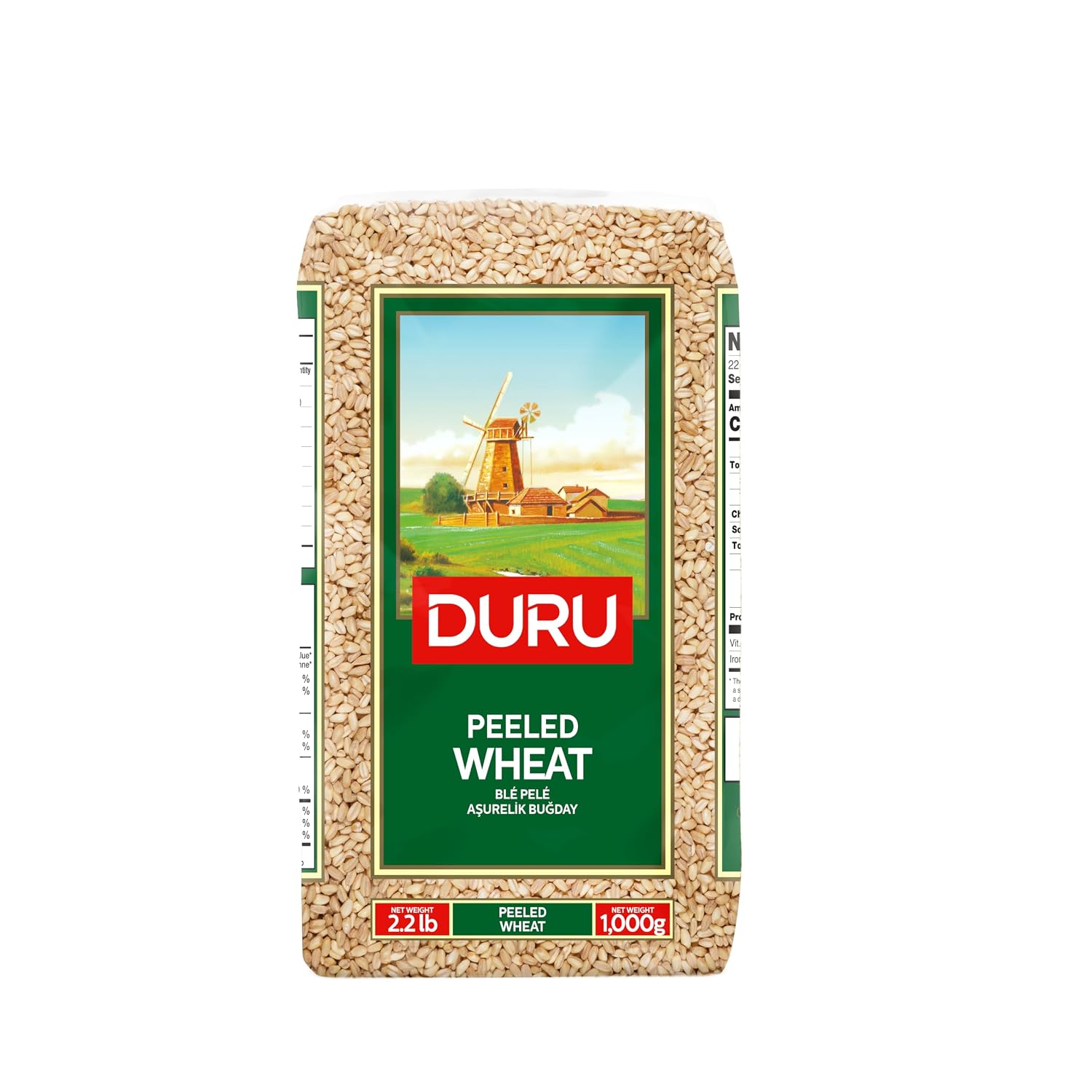 Duru Peeled Wheat, 35.2oz (1000g), 100% Natural and Certificated, High Fiber and Protein, Non-GMO, Great for Vegan Recipes, Better than Rice