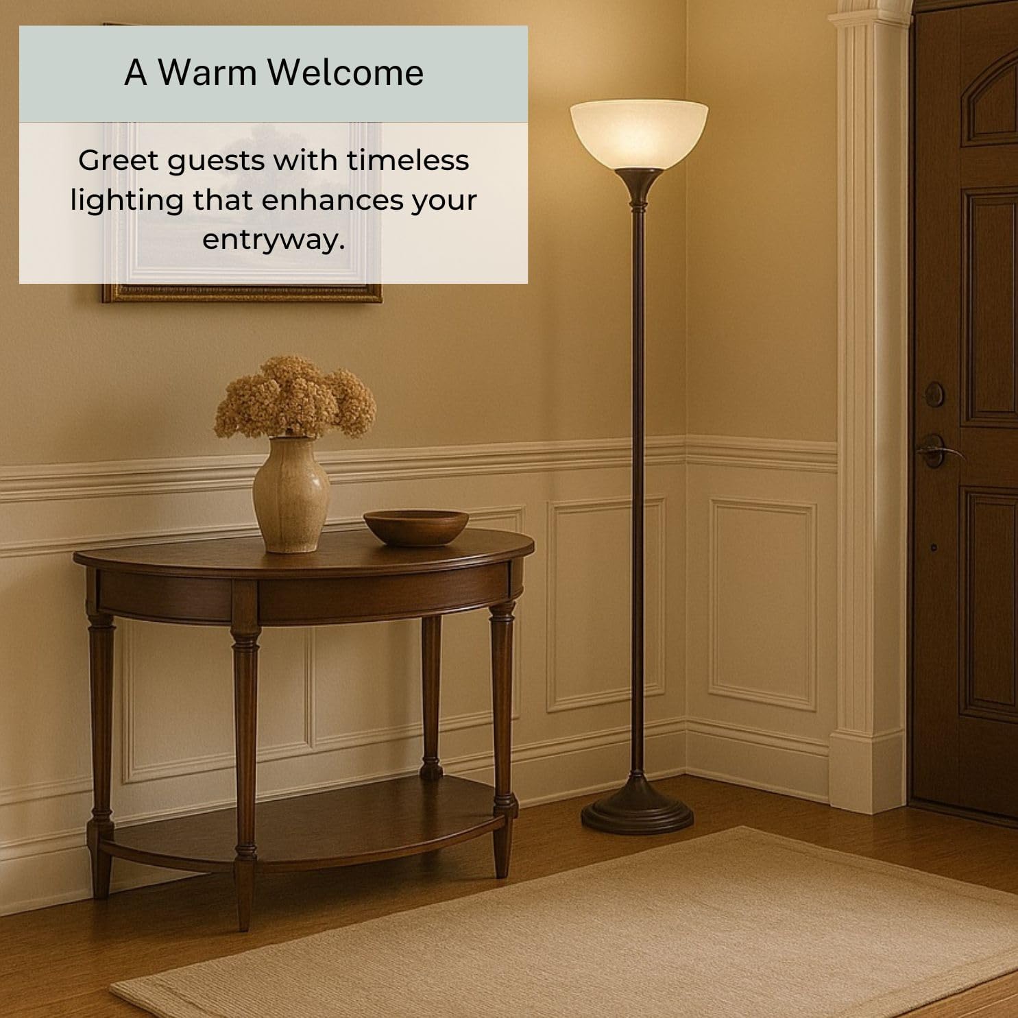 LIGHTACCENTS Bronze Floor Lamp, 72'' Torchiere with Glass Shade, Modern Floor Lamp for Living Room, Bedrooms, Office