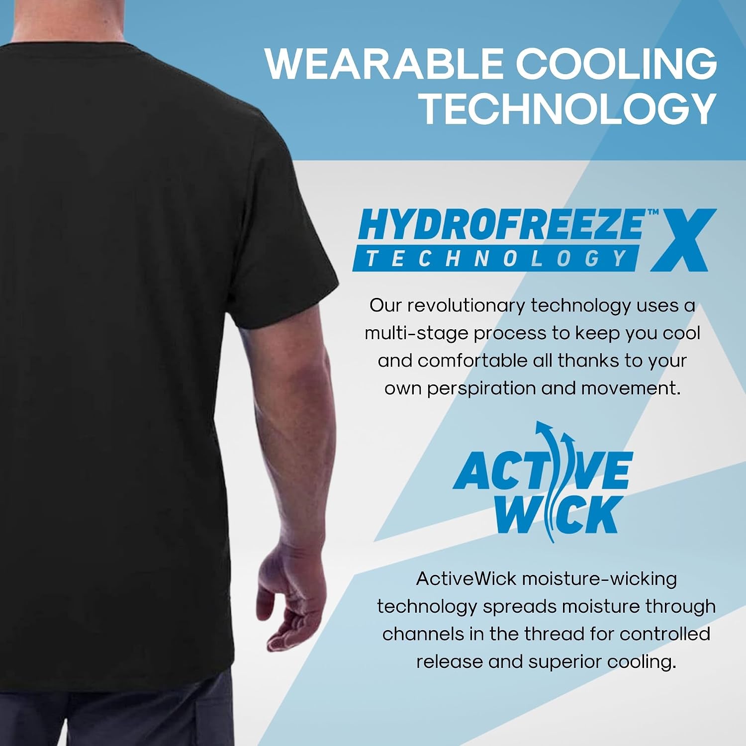 Arctic Cool Men’s Crew Neck Instant Cooling Pocket Workwear Moisture Wicking Performance UPF 50+ Short Sleeve Shirt