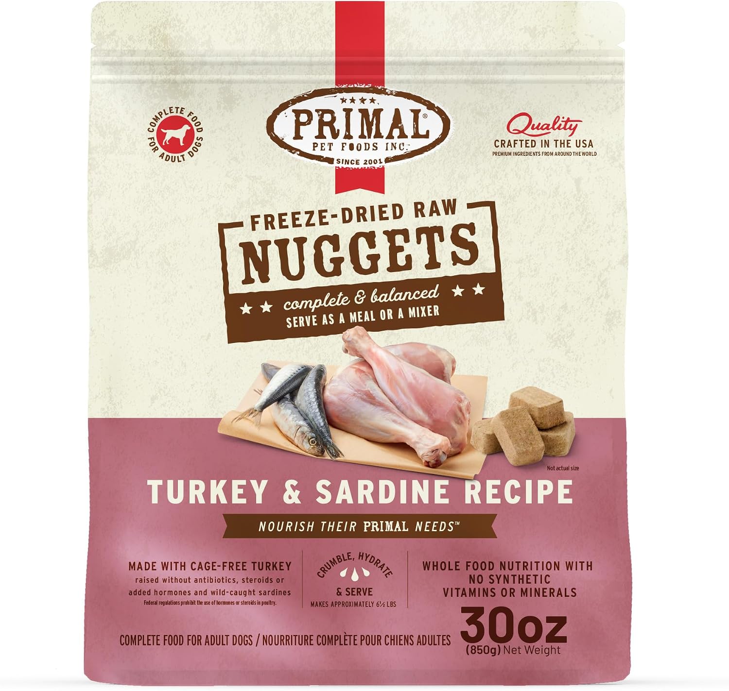 Primal Freeze Dried Raw Dog Food Nuggets, Beef, 14 oz | Complete & Balanced Nutrition, Meal, Topper or Treat, Grain-Free, High Protein, No Synthetic Vitamins & Minerals