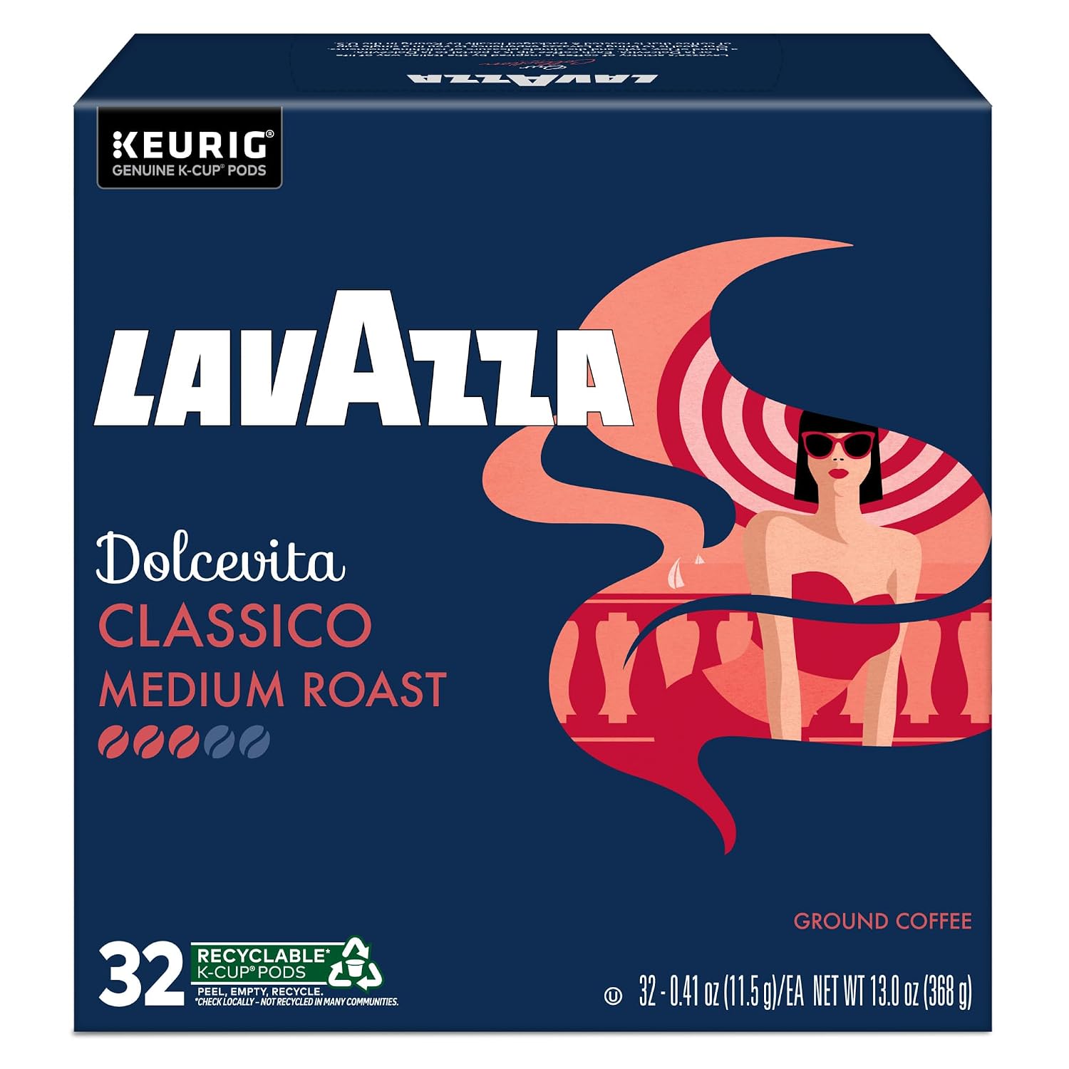 Lavazza Espresso, Single-Serve Keurig K-Cup Pods, Medium Roast Coffee, 32-Count Box