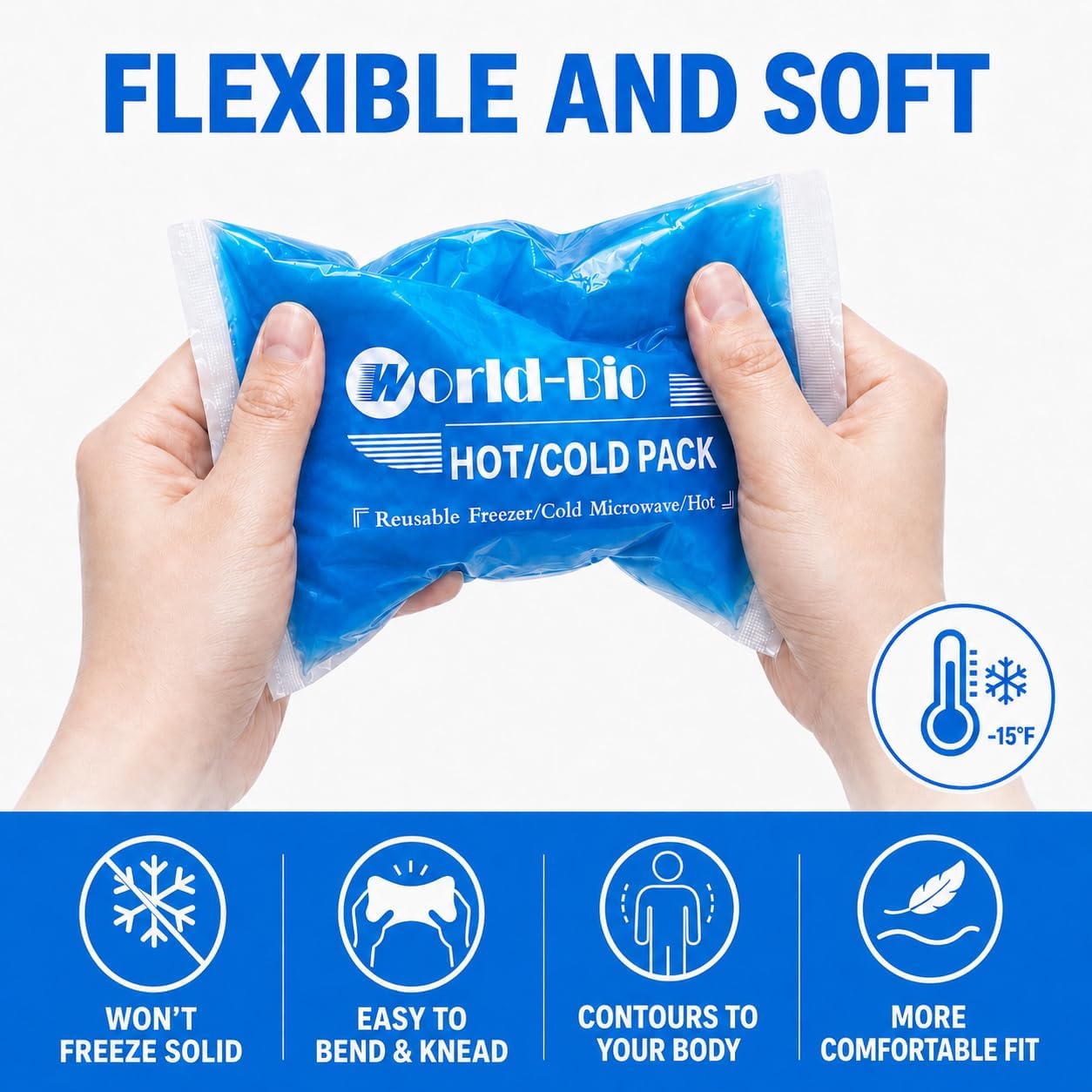 Soft Ice Packs Reusable Gel Pack 2, Hot and Cold Gel Ice Packs for Injuries, Headaches, Joint Pain Relief, Comfort Ice Pack Flexible Therapy on Neck, Ankle, Knee, Leg, Shoulder, Elbow, Wrist, Feet