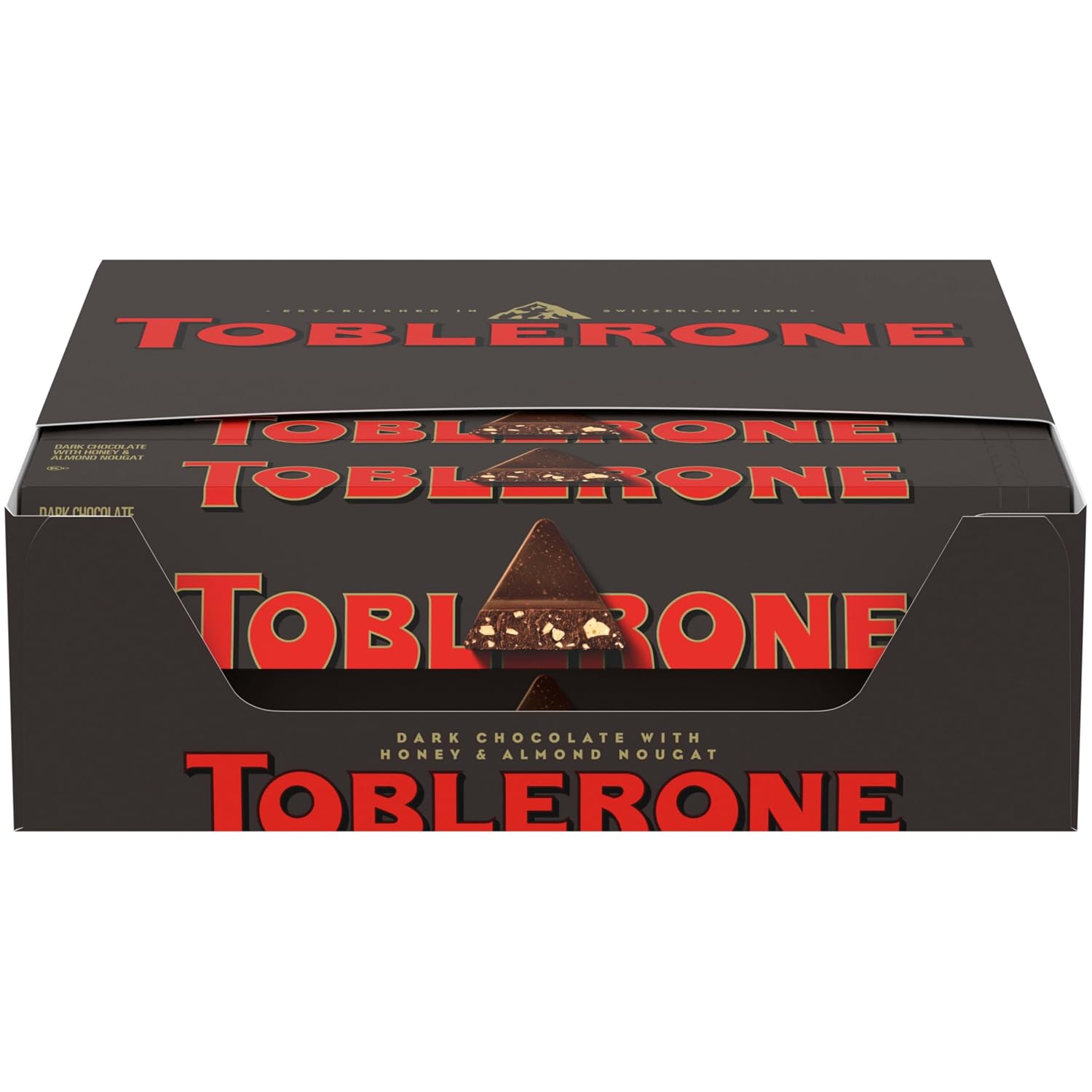 TOBLERONE Dark Chocolate Bar with Honey and Almond Nougat, 20 Bars | Bulk Chocolate
