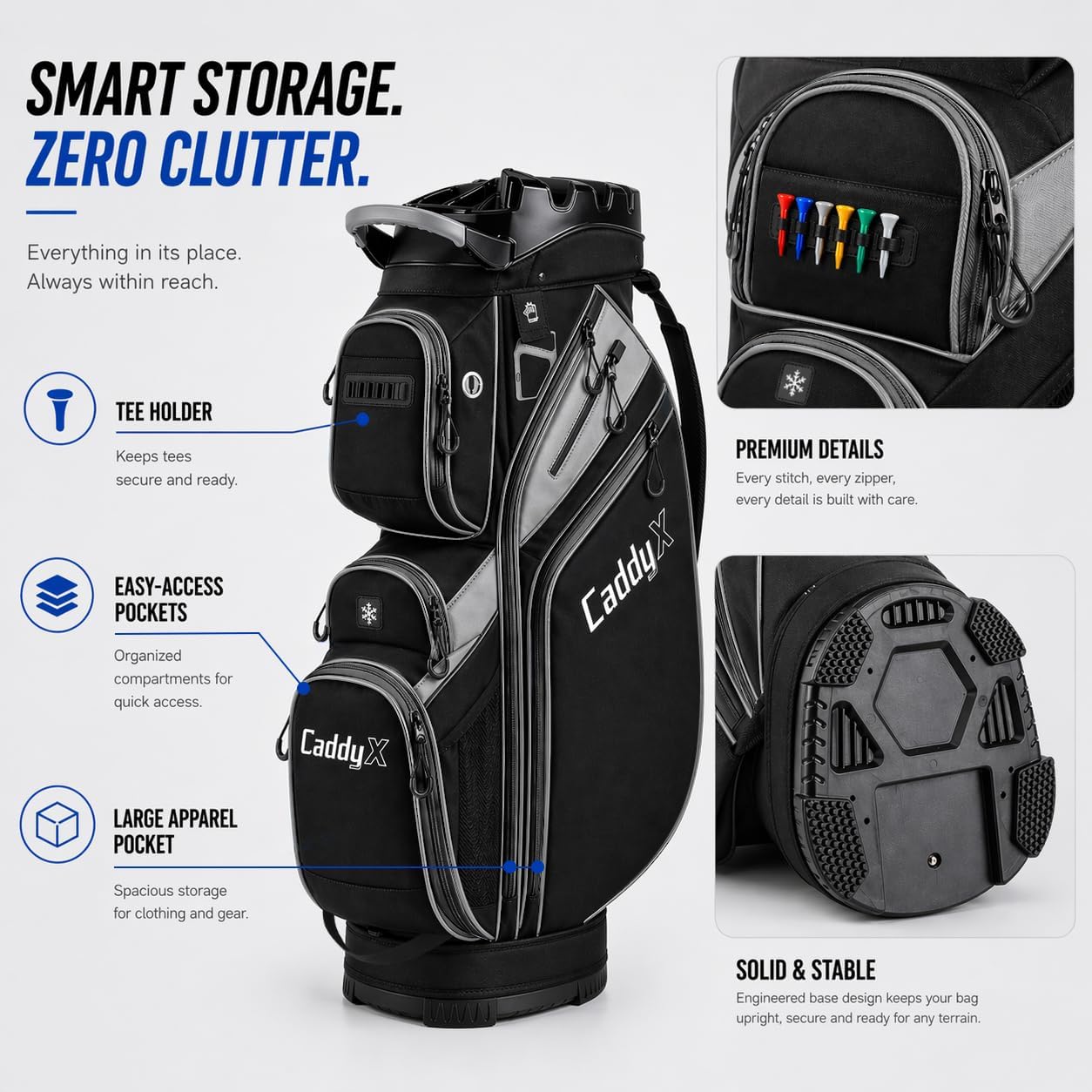 14-Way Golf Cart Bag, Professional Organizer Cart Bag with Anti-Rattle Top