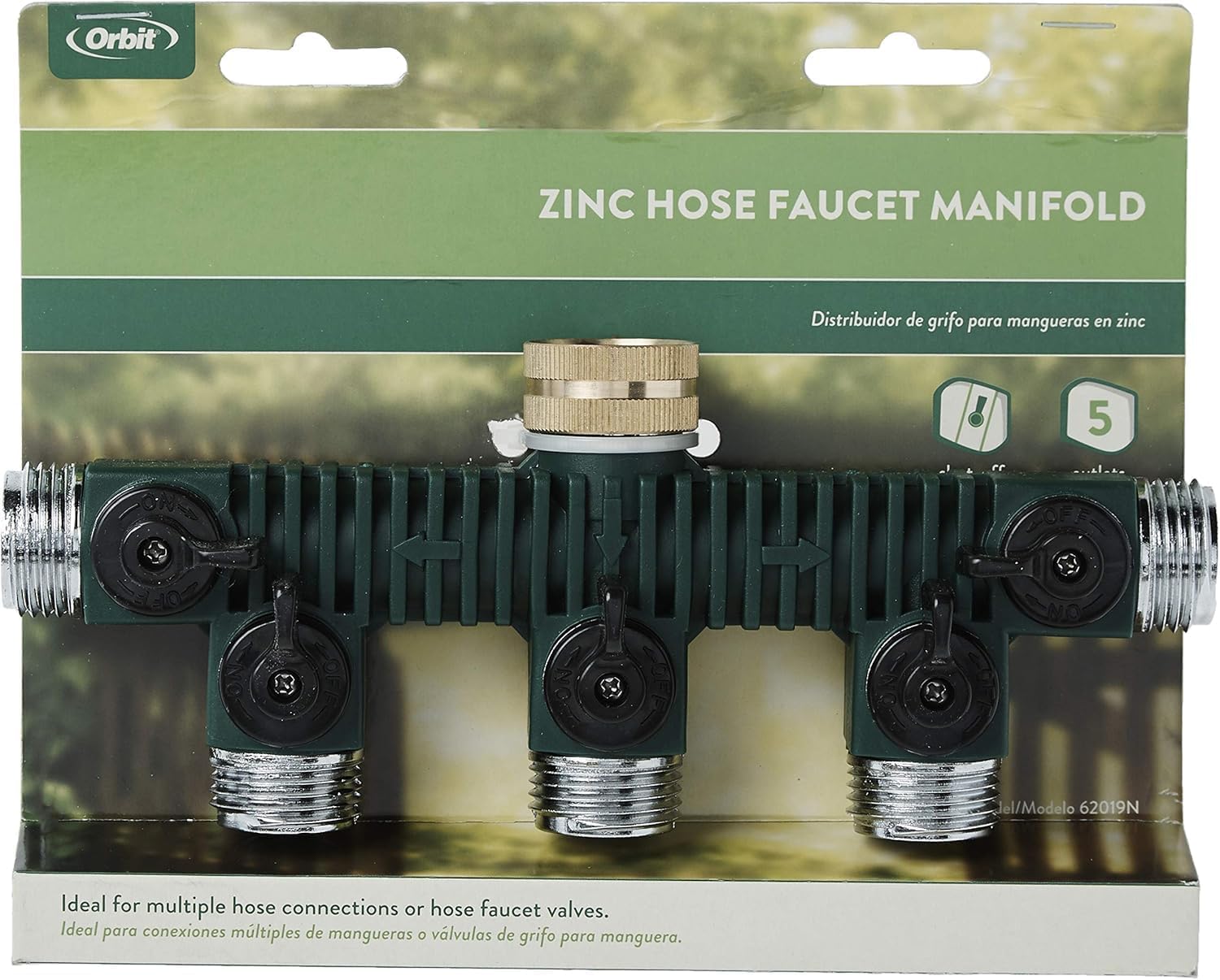 Orbit 62019 5-Way Zinc Hose Faucet Valve Manifold