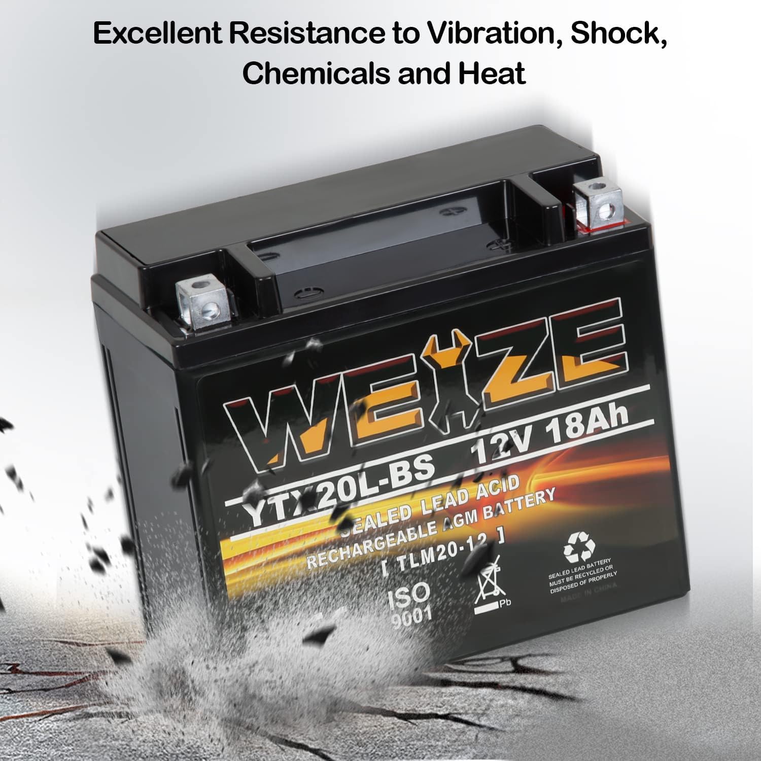 Weize YTX14 BS ATV Battery High Performance - Maintenance Free - Sealed AGM YTX14-BS Motorcycle Battery compatible with Honda Suzuki Kawasaki Yamaha scooter snowmobile