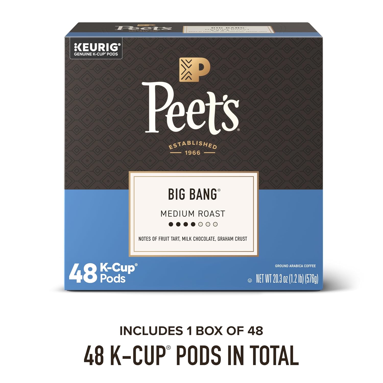 Peet's Coffee, Medium Roast Keurig K-Cup Pods, 100% Arabica Coffee - Big Bang 60 Count (6 Boxes of 10 K-Cup Pods)