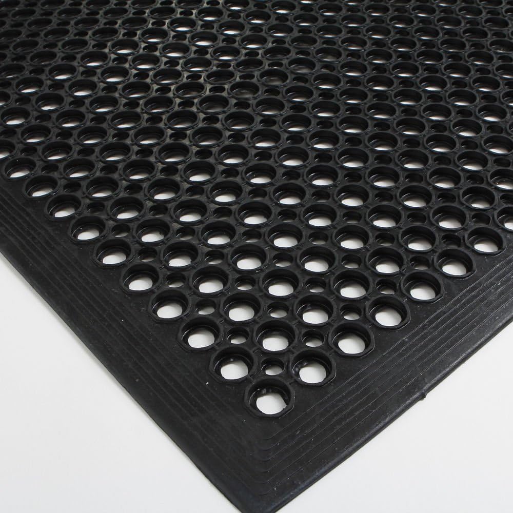 36" x 60" Heavy-Duty Black Commercial Anti-Fatigue Floor Mat Outdoor Indoor Kitchen X Comfort Rug Rubber cart Drainage Excellent Safe Bathroom Home