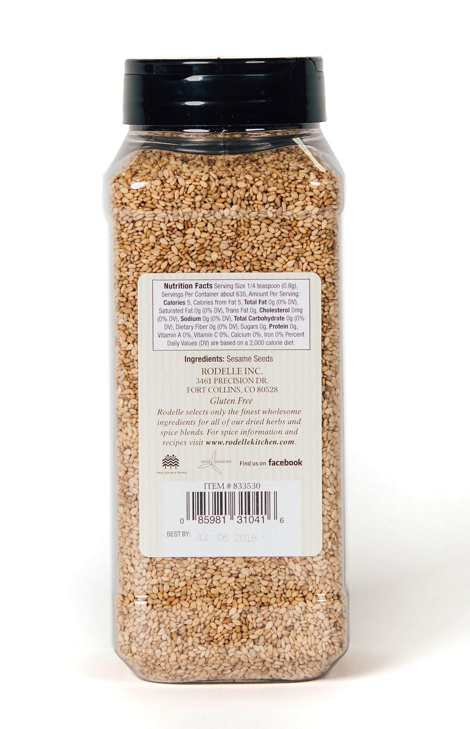 Rodelle Toasted Natural Sesame Seeds, No Artificial Flavors, Kosher, 18 Oz | Nutty toasted sesame seeds for salads, stir-fries, baking and garnish, no artificial flavors, kosher
