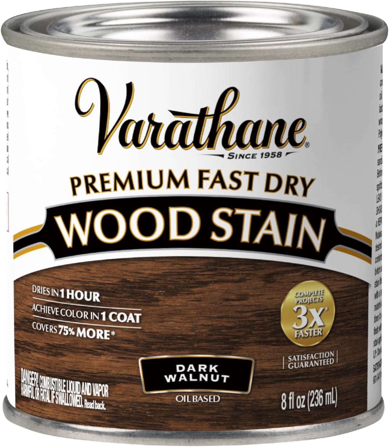 Varathane Premium Fast Dry Weathered Gray Wood Stain | Oil-Based, 1 Coat Color, 1 Hour Dry Time, Interior Wood Stain, Furniture, Cabinets, Doors, Covers Up to 275 Sq Ft, Quart