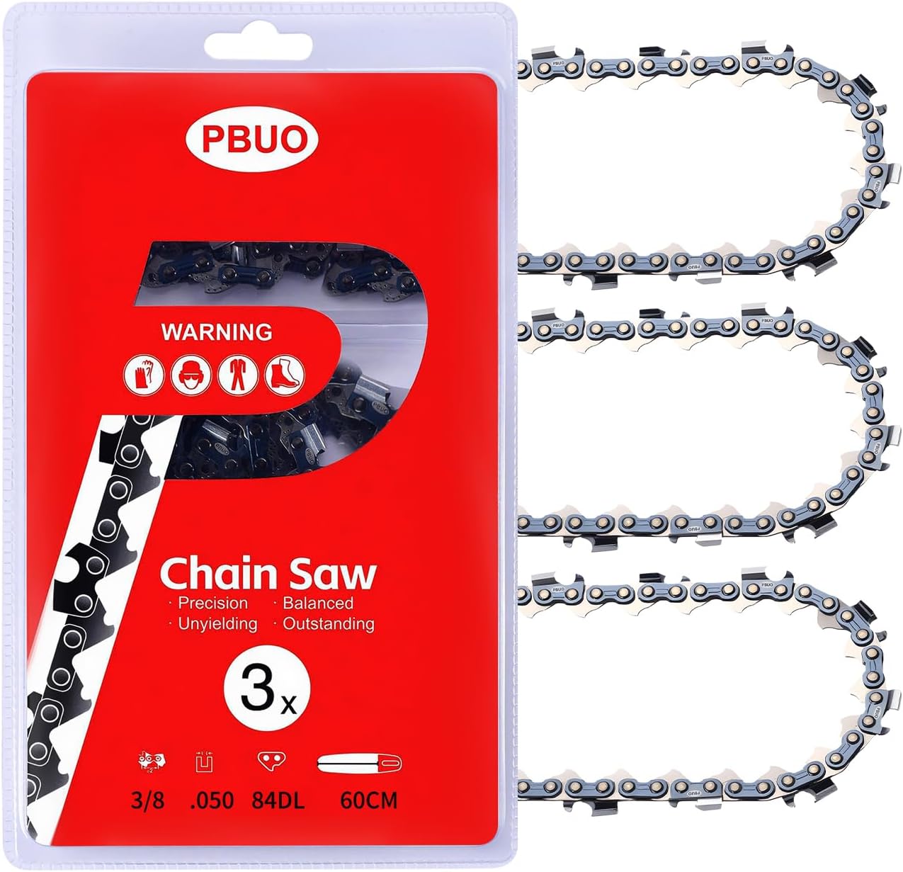 18 Inch Chainsaw Chain Replacement .325" Pitch .063" Gauge 68 Drive Links, Fits Stihl (PRE 2023 .063" Gauge) 025, MS250, MS251, 3005 008 4717-36390050068, Full Chisel, 3 Pack | P-Series