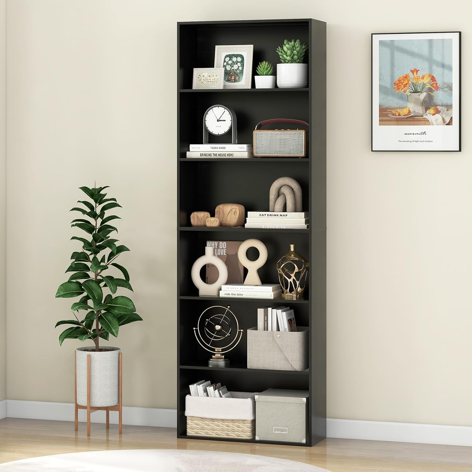 Giantex 8-Cube Bookcase, 3-Tier Cubby Bookshelf, Horizontal Vertical Display Rack with Anti-Tipping Kits, Modern Storage Organizer Shelf Unit for Bedroom, Living Room, Study (Natural, 8-Cube)