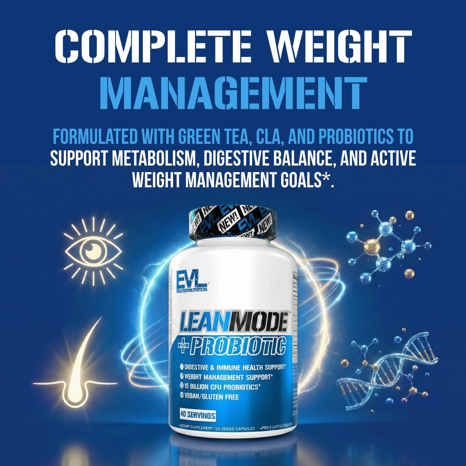 EVL LeanMode Weight Loss Support Capsules - For Men & Women - 50 Servings | Features Green Coffee Bean Extract, CLA and Garcinia Cambogia to support metabolism and appetite control