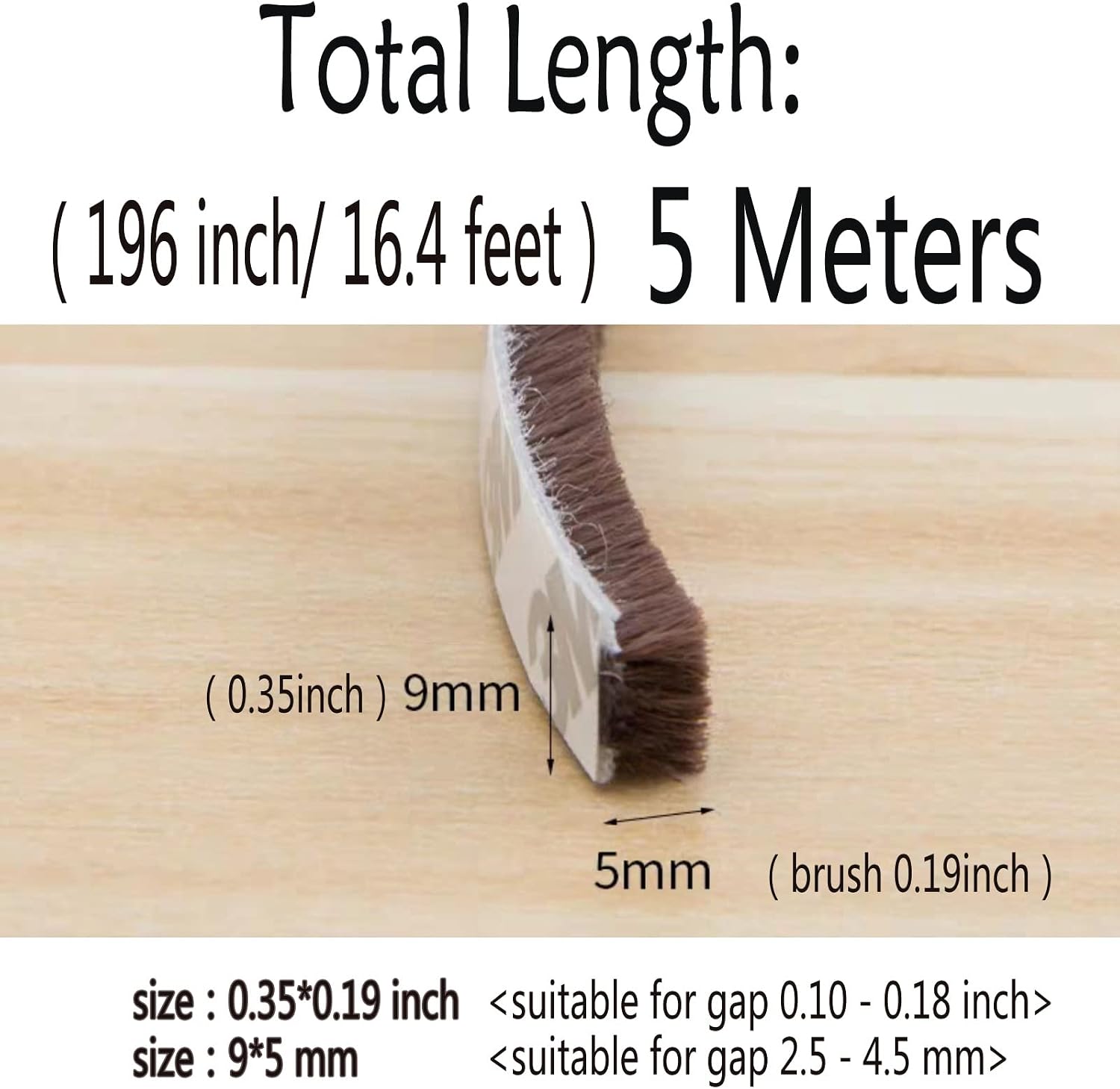 Self-Adhesive Pile Weather Stripping Seal for Sliding Windows and Door Frames, 16.5ft x 11/32 inch, Grey