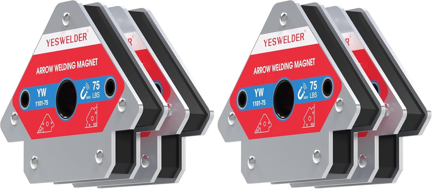 YESWELDER 4-Pc Welding Magnet Set, 50 lb Holding Power Welding Accessories