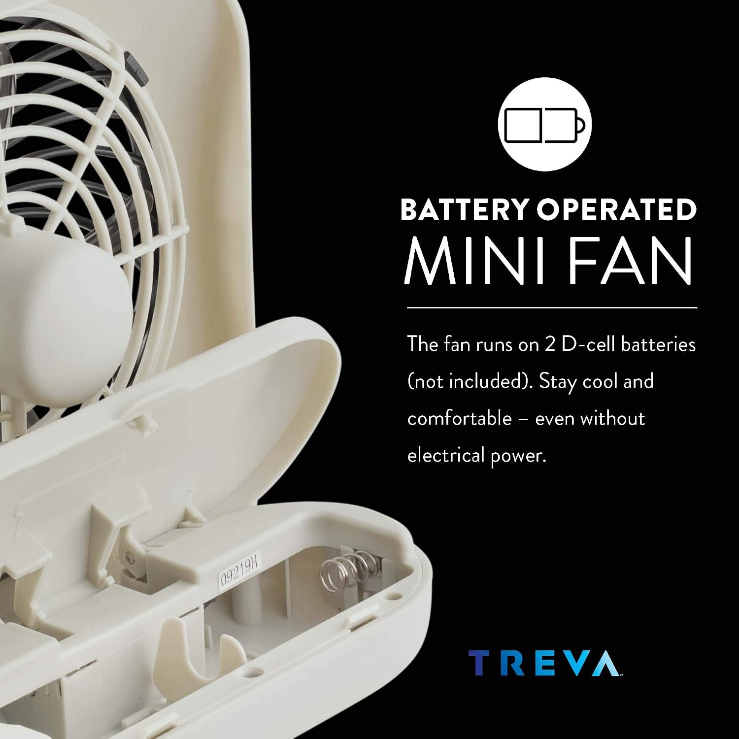O2COOL Treva 5 in Portable Battery Powered Desk Fan 2-Speed Black | Yes