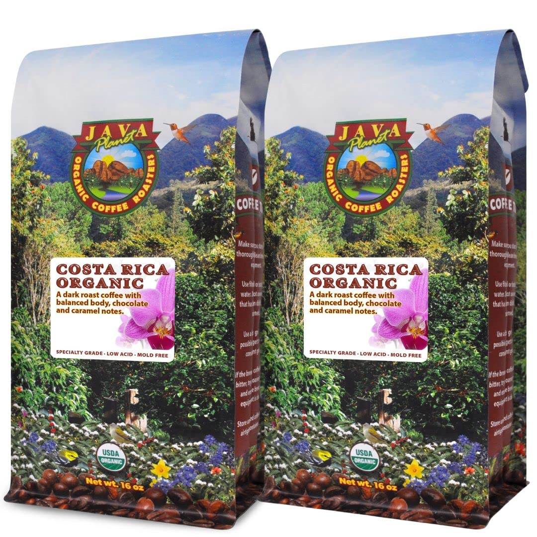Java Planet Low Acid Organic Espresso Beans, Dark Roast Coffee Beans, 16 oz