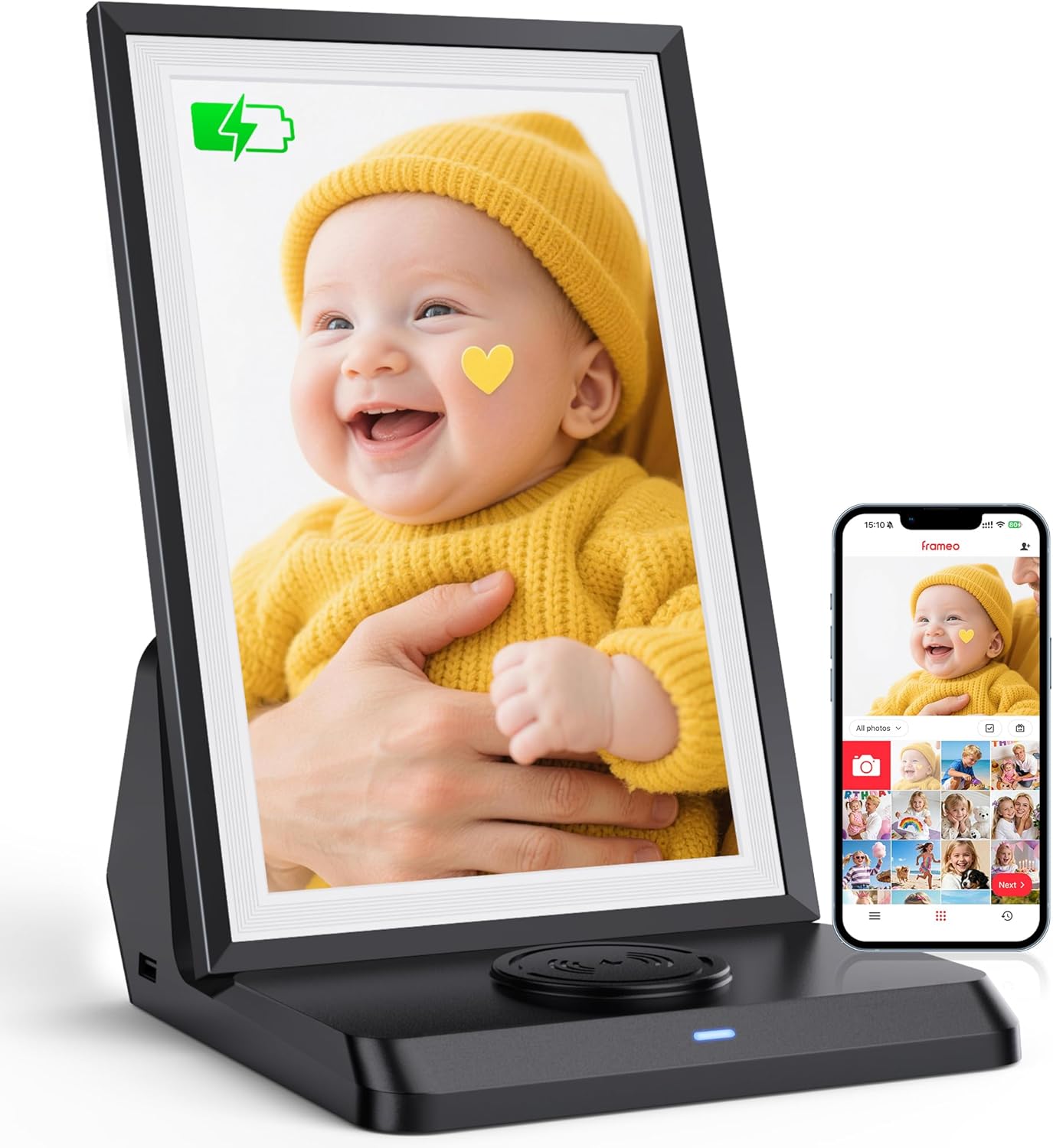 BIGASUO Digital Picture Frame, 10.1" Frameo Digital Frame WiFi with 32GB Memory, 1280x800 IPS Touch Screen