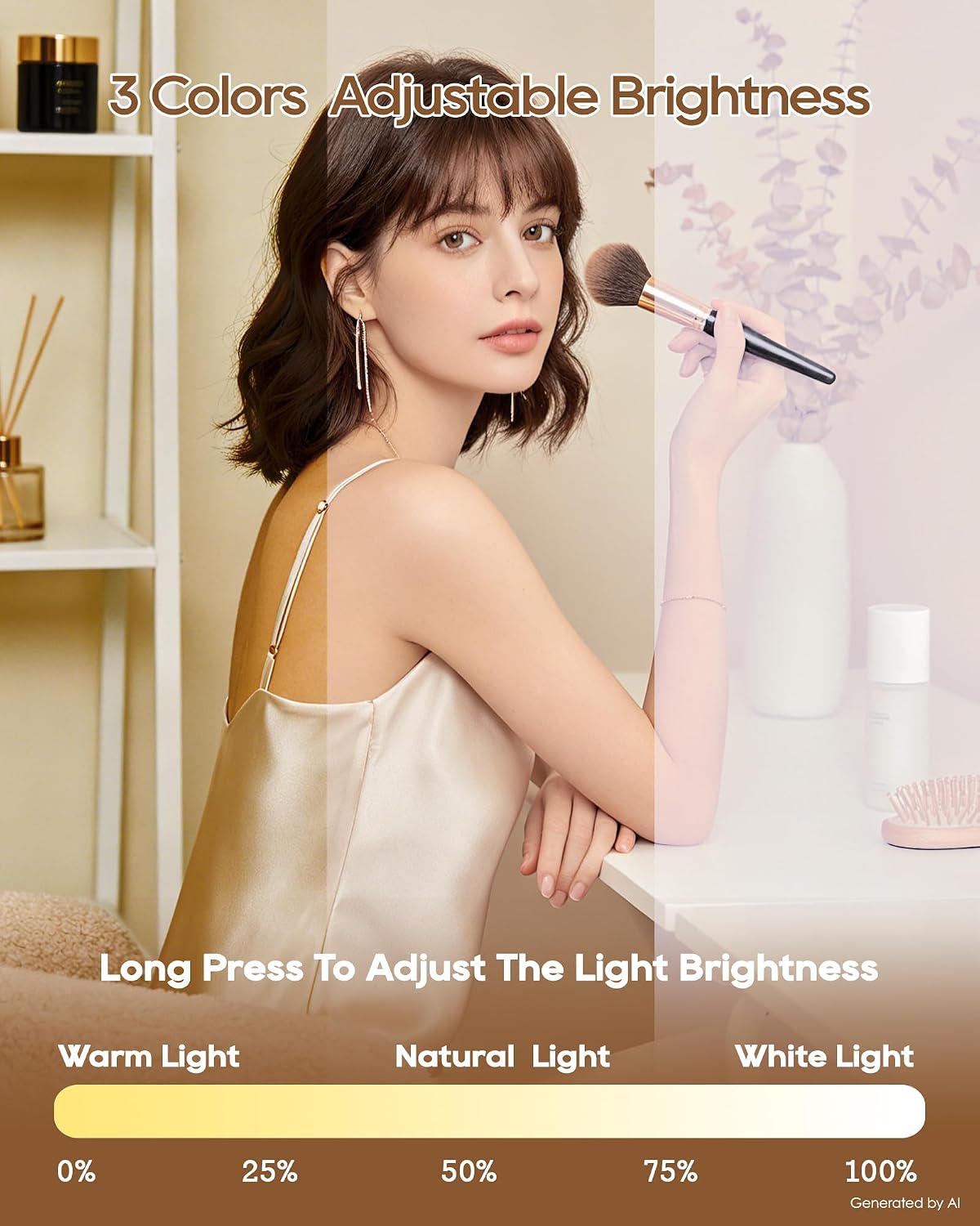 BWLLNI Lighted Makeup Mirror, White Vanity Mirror with Lights,9 LED Bulbs