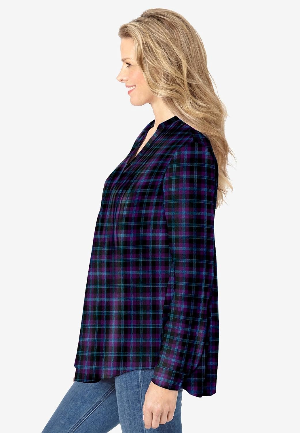 Woman Within Pintucked Flannel Shirt