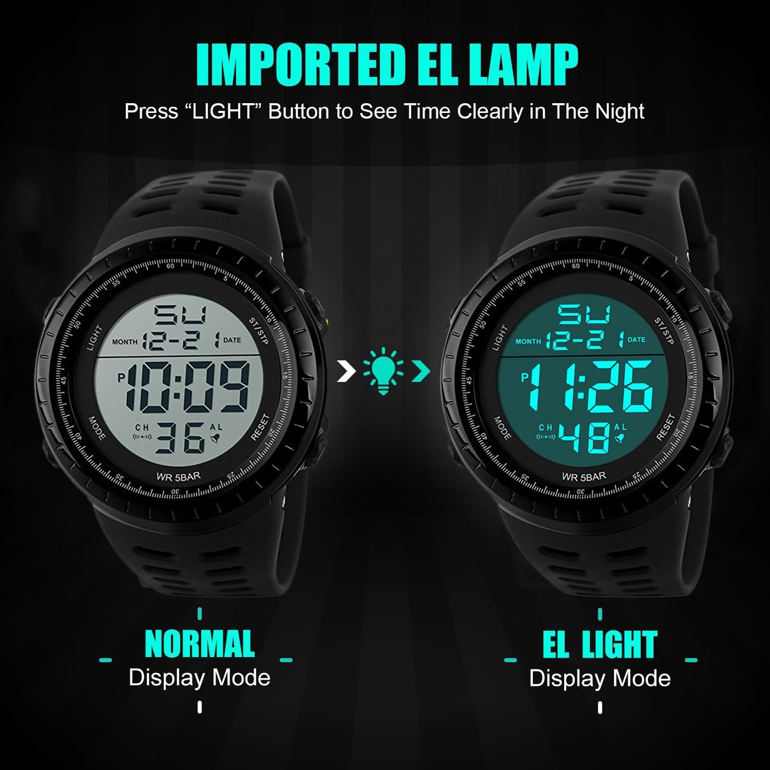SNE Mens Digital Watch Sports Military Watches Waterproof Outdoor Chronograph Wrist Watches for Men with LED Back Ligh/Alarm/Date Simple Watch 1167