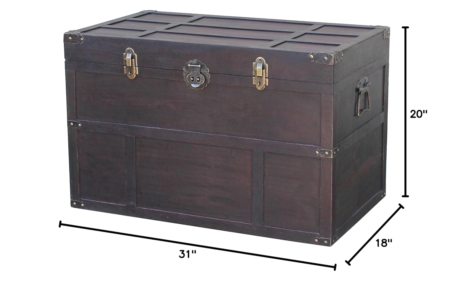 Vintiquewise QI003041LNEW Antique Style Wooden Steamer Trunk