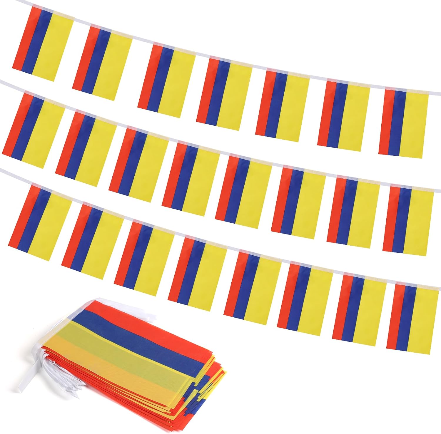 Nicaragua Flag Banner, Small Mini Nicaraguan Flags Patriotic Decoration for Party, Classroom, Sports Events, 33 Feet 30 Flags