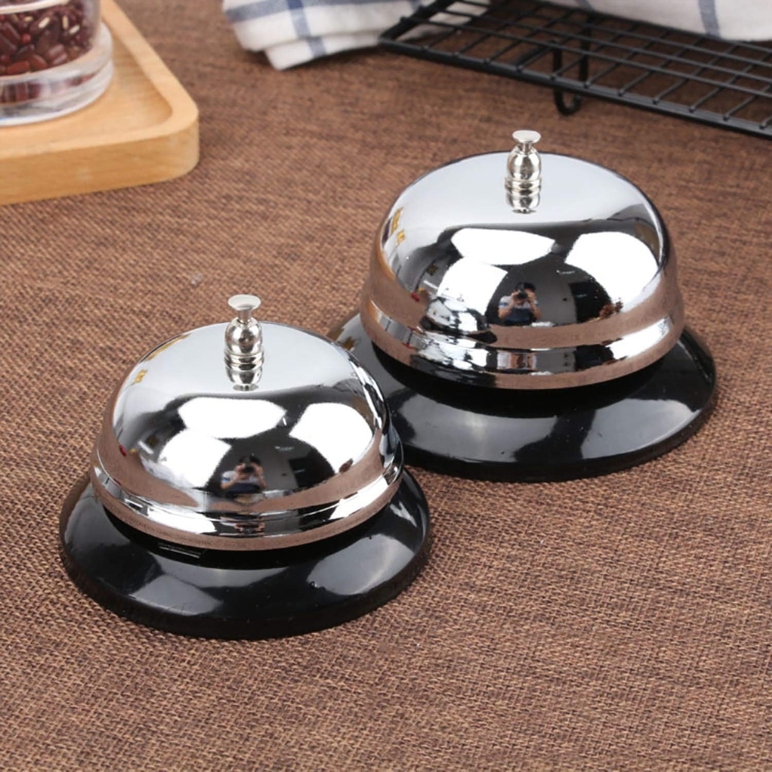 HeeYaa Call Bell 2 Packs 3.3 Inch Diameter with Metal Anti-Rust Construction, Desk Bell for Hotels, Schools, Restaurants, Reception Areas, Hospitals