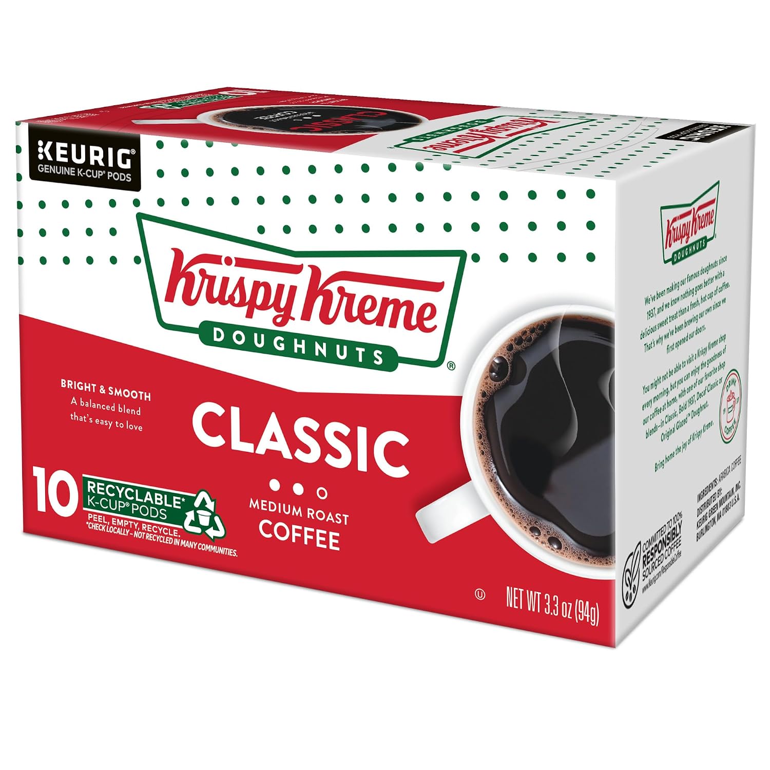 Krispy Kreme Classic Coffee, Keurig Single Serve K-Cup Pods, Medium Roast, 96 Count