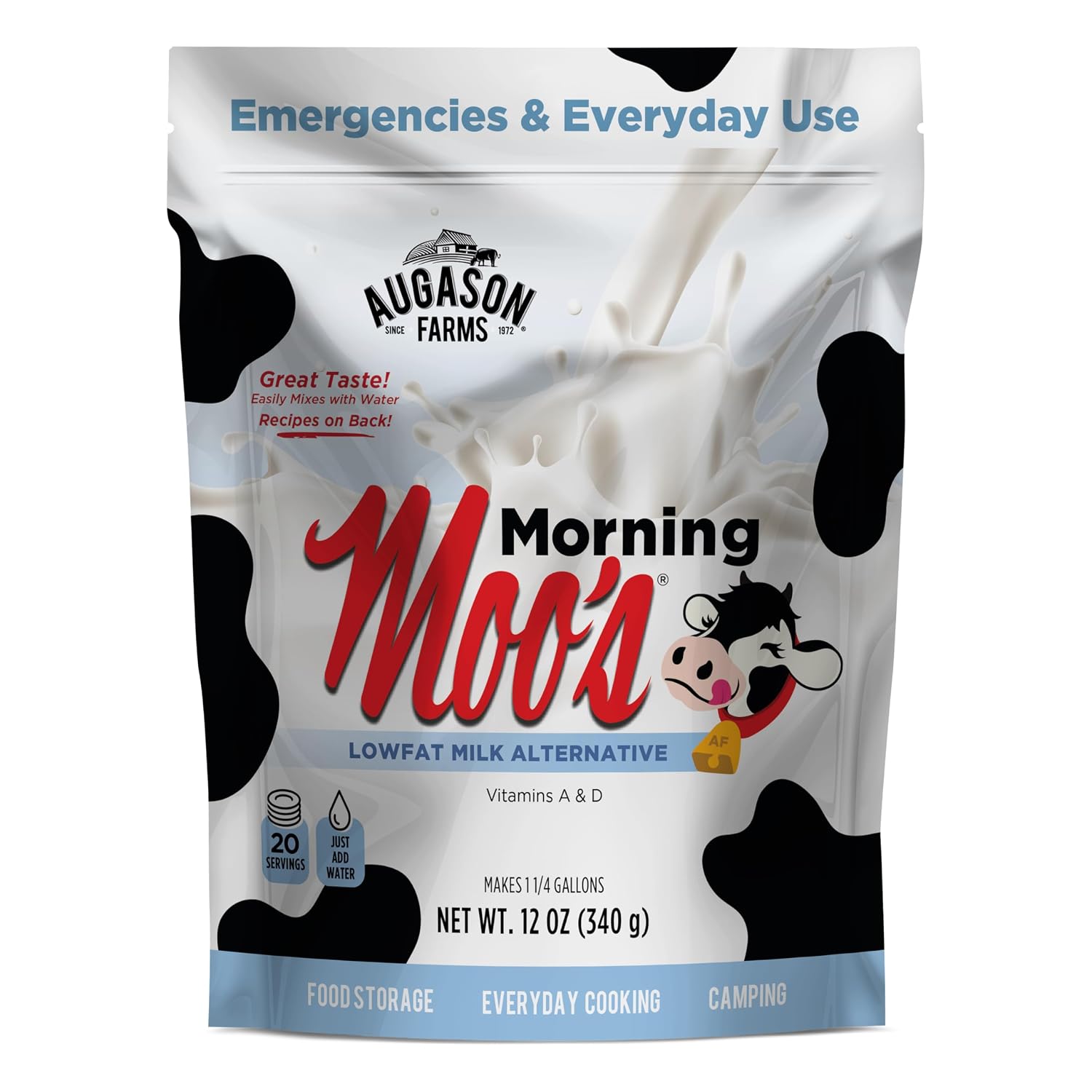 Augason Farms Morning Moo's Milk Alternative Can | 93 Servings, 20 Year Shelf Life, Certified Gluten Free